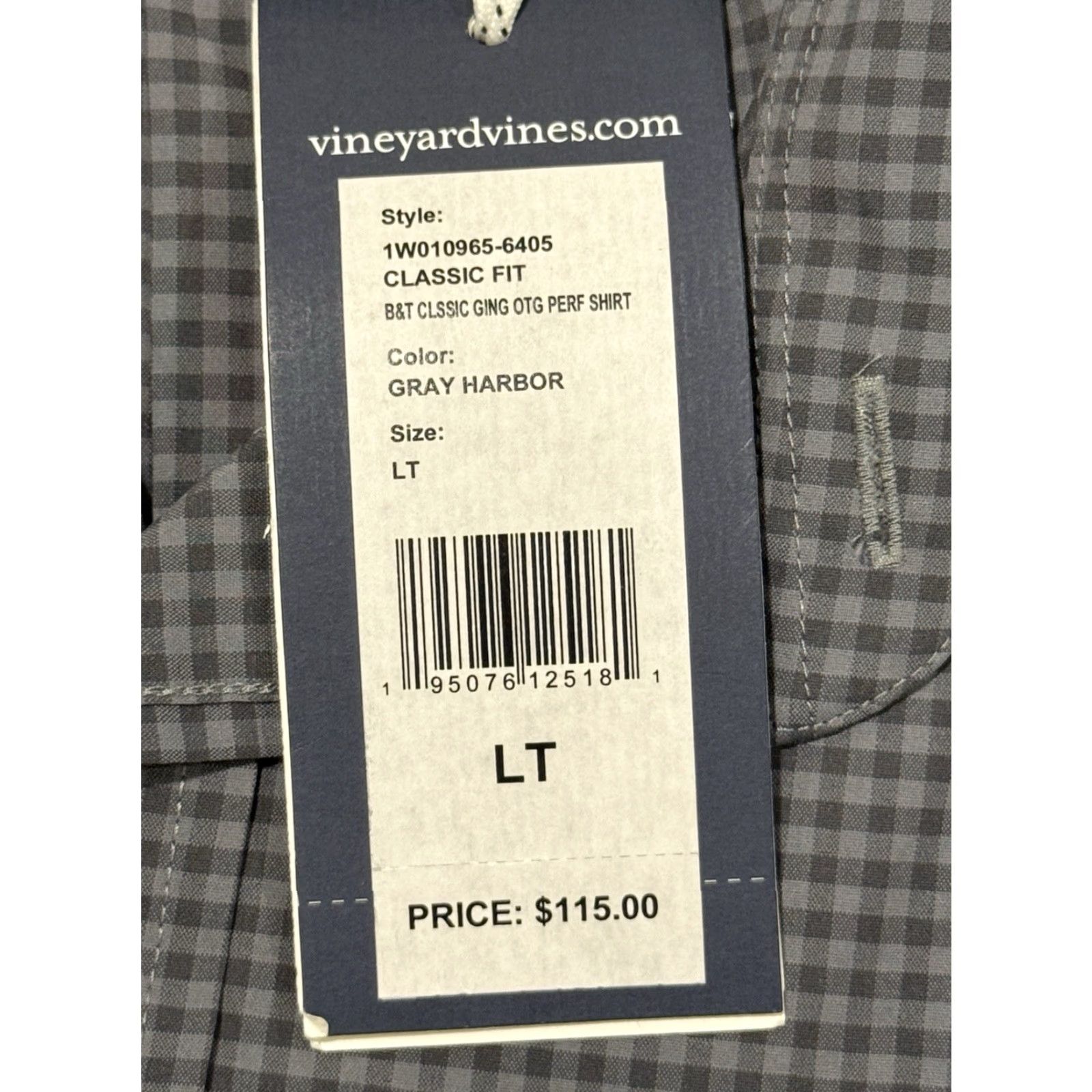 Vineyard Vines Vineyard Vines Shirt Adult LT Gray Plaid Tucker Performance Classic Fit Button-Up Mens Size US L / EU 52-54 / 3 - 5 Thumbnail
