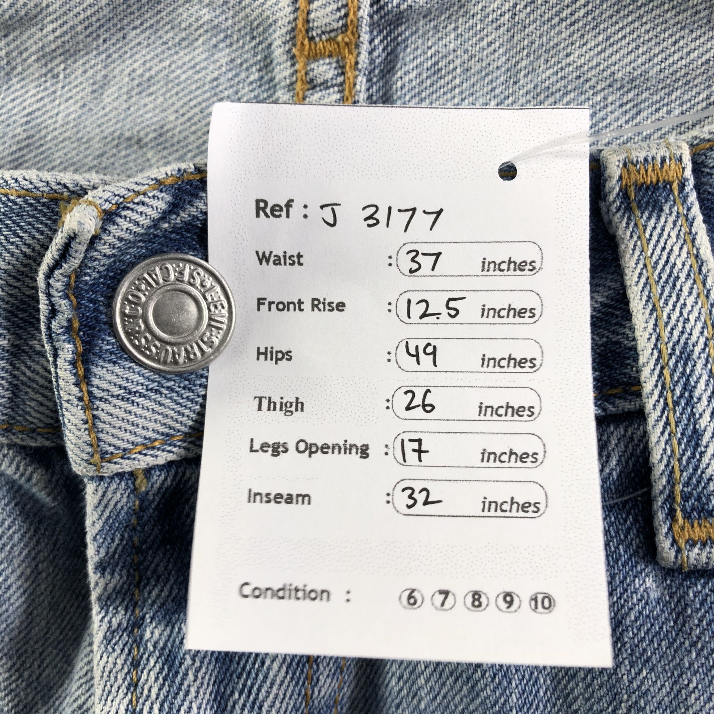 Levi's Vintage Blue Wash Levis 505 Jeans-J3177 Size US 37 - 12 Thumbnail