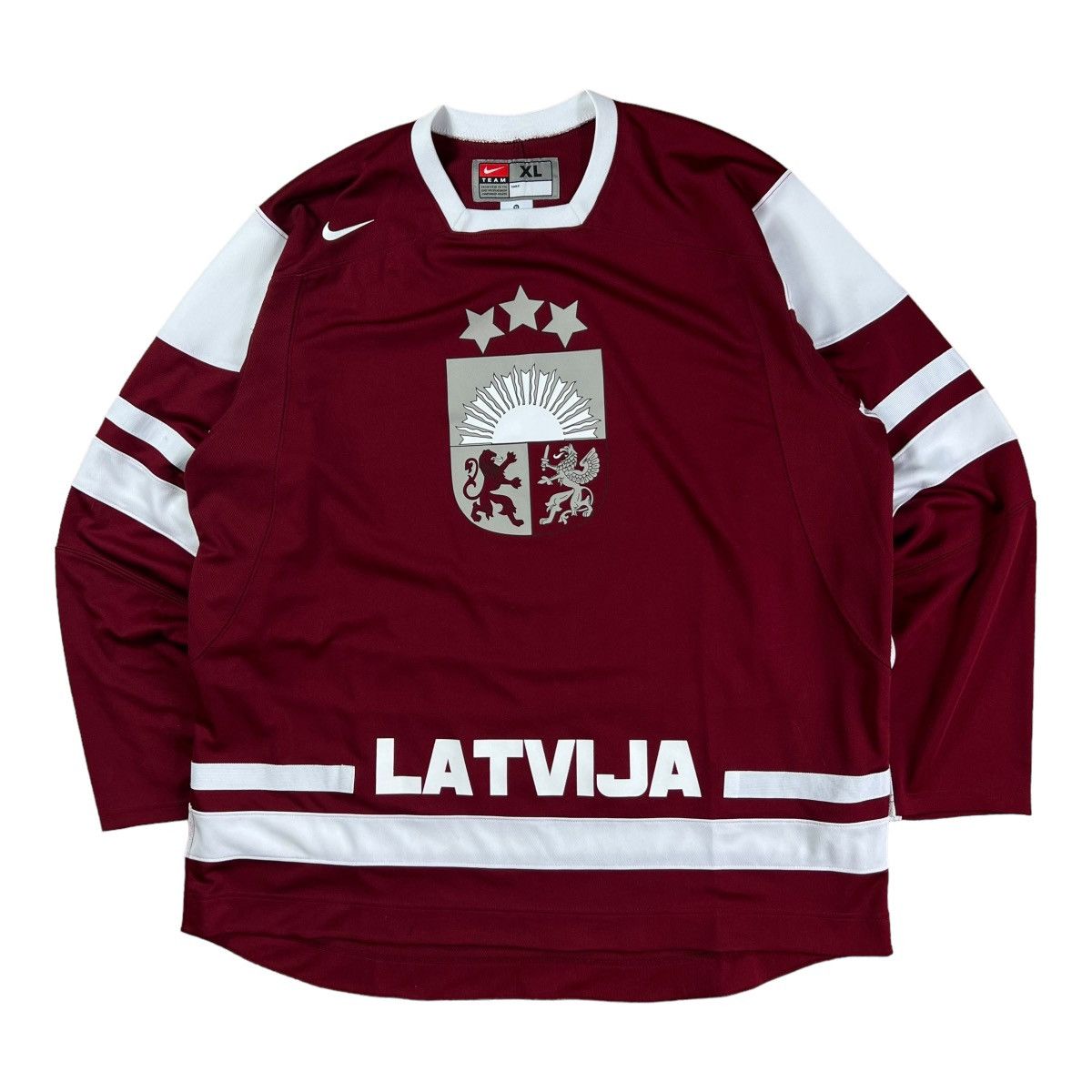 image of Nhl x Nike Latvija Lithuania Nike Ngl Jersey Hockey Y2K Shirt Blokcore in Burgandy, Men's (Size XL)