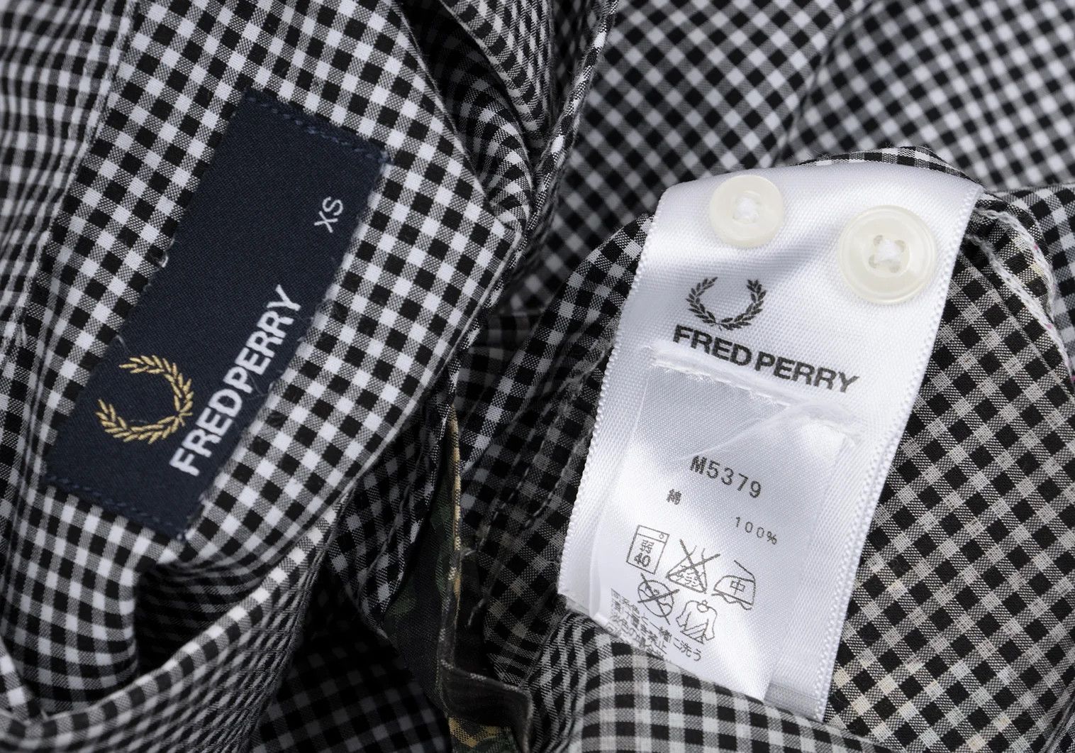 Fred Perry Camouflage Gingham Check Shirt in Black and White, XS Size US XS / EU 42 / 0 - 15 Thumbnail