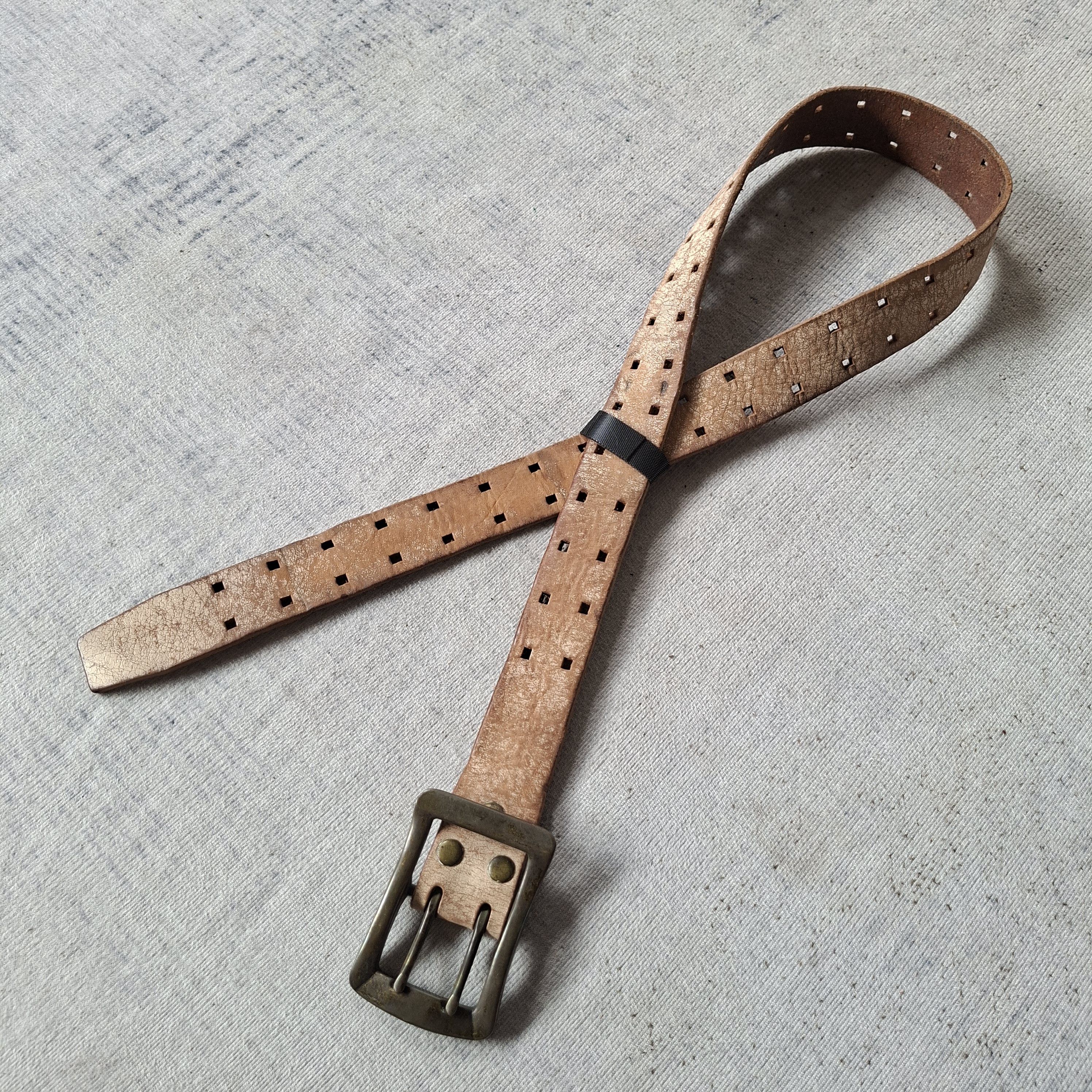 PPFM 💥 Vintage PPFM japan solid brass double prong leather belt Size ONE SIZE - 8 Thumbnail