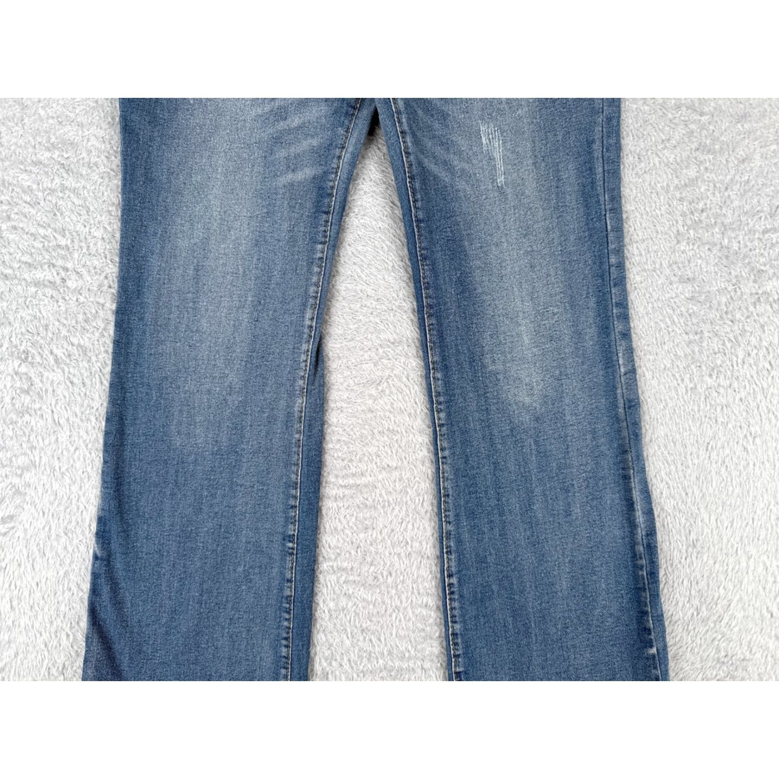 Vintage Jean Women 27 Blue Denim Flared High Rise Distressed Jeans 27x30 White? Size 27" / US 4 / IT 40 - 3 Thumbnail