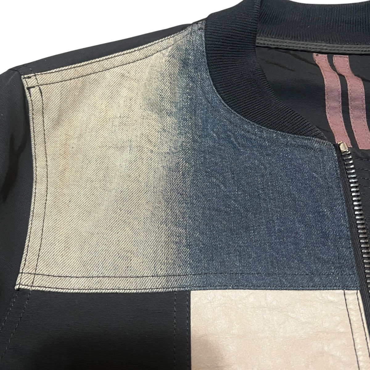 Rick Owens Drkshdw Rick Owens DRKSHDW Denim/Leather Patchwork Bomber Jacket Size US XS / EU 42 / 0 - 3 Thumbnail