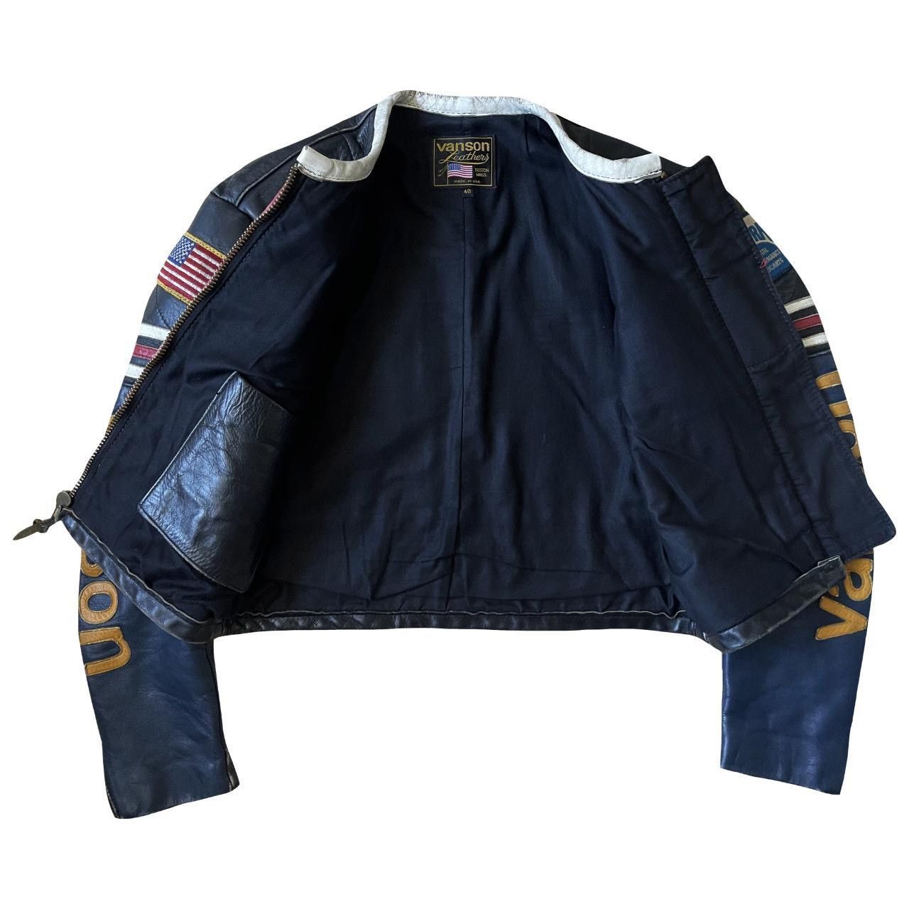 VANSON Black Red Leather Riders Jacket Racing One Star Made