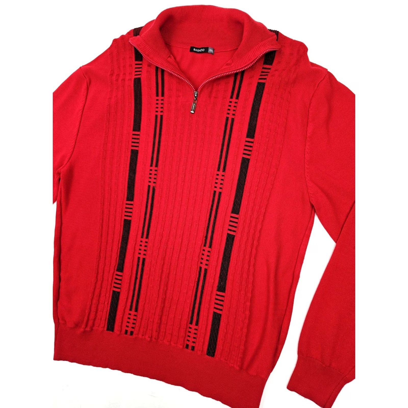 Vintage Bagazio 1/4 Zip Knit Sweater Men XXL – Red & Black – Acrylic Ribbed Panel – Vintage: No – Casual Hu/H Hip Hop Size US XXL / EU 58 / 5 - 2 Thumbnail