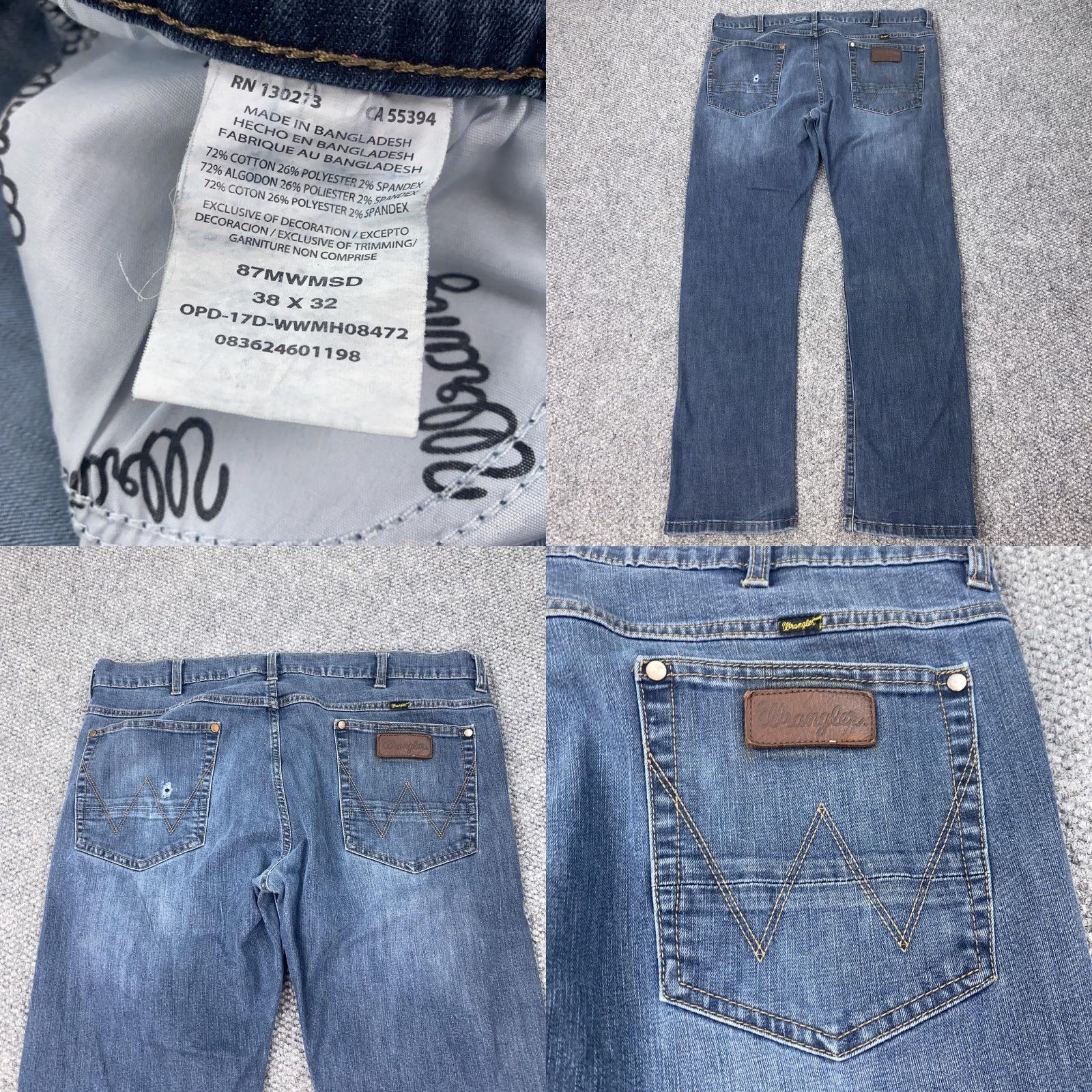 Wrangler VINTAGE Wrangler Jeans Mens 38x31 Blue Stretch Denim Straight Five Pocket 87WMMSD Mens Size US 38 / EU 54 - 8 Thumbnail