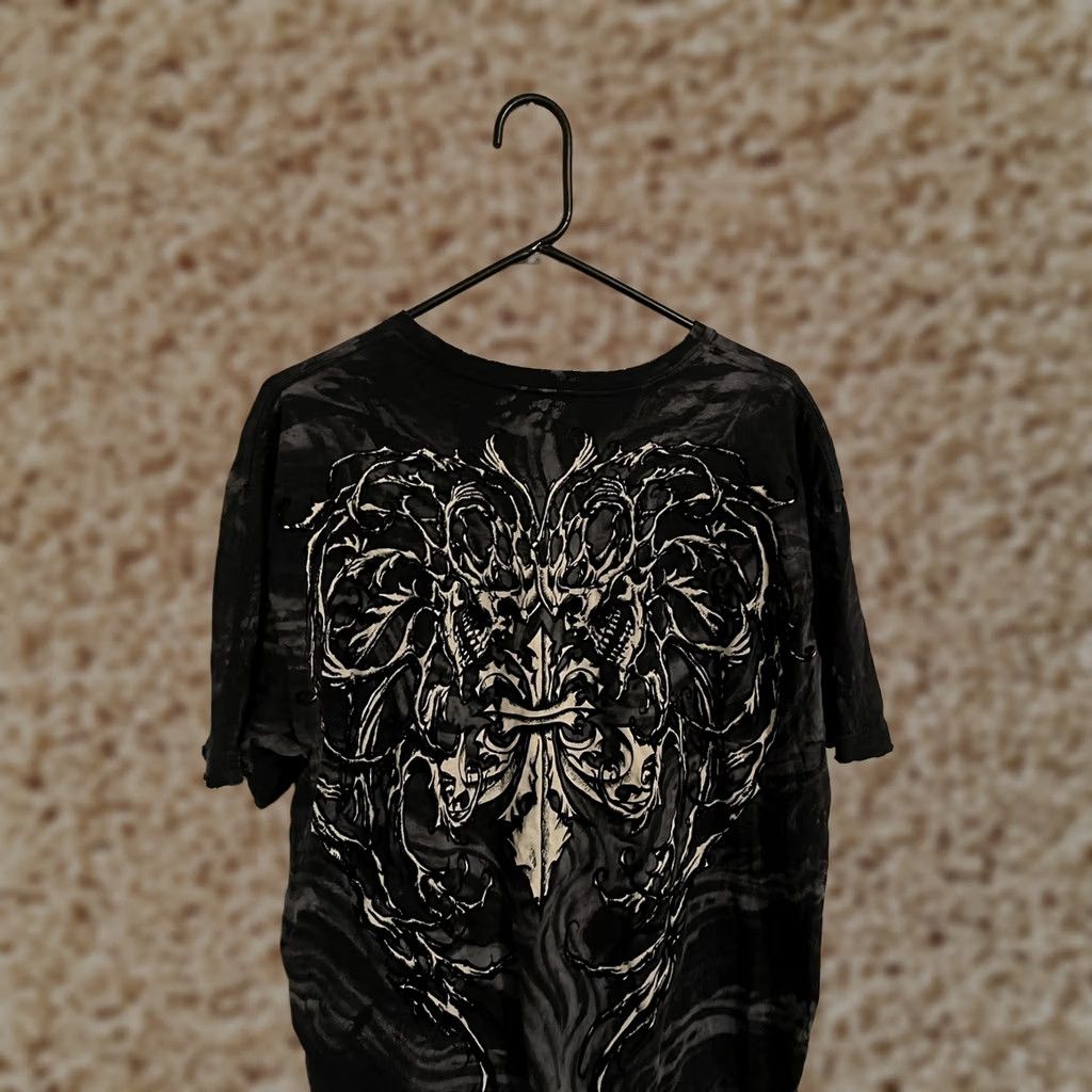 Affliction Affliction Shirt Men's XL T-Shirt Live Fast Skull Tie-Dye Black S/S Crew Neck 100% Cotton USA Made Graphic Print Size US XXL / EU 58 / 5 - 1 Thumbnail