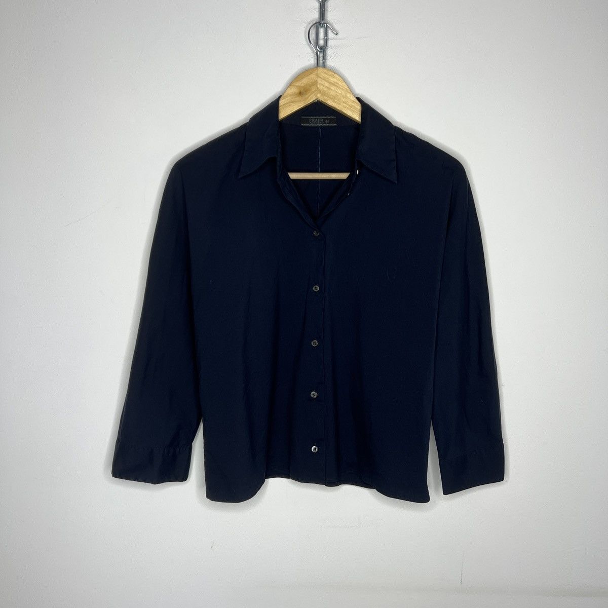 Designer × Prada Prada White stretch cotton blend button down shirt Size S / US 4 / IT 40 - 1 Thumbnail