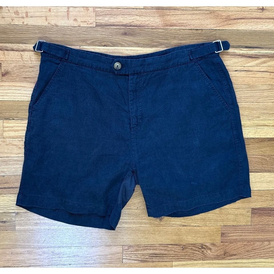 Venroy Venroy Flat Front Linen Shorts in Navy Blue Size 38 Size US 38 / EU 54 - 1 Thumbnail