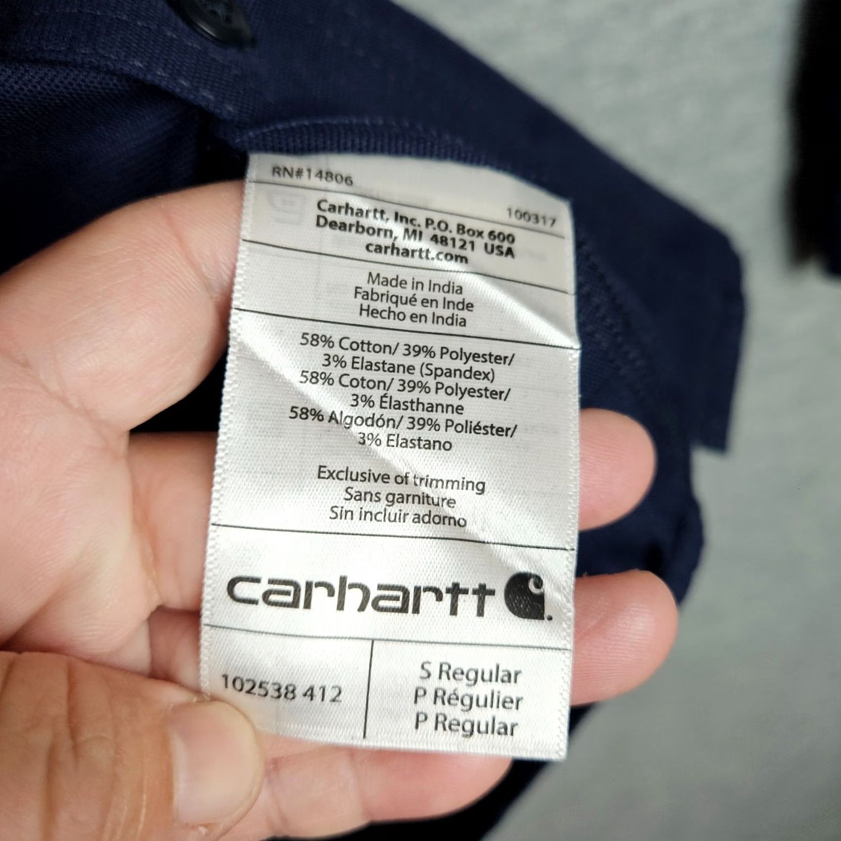 Carhartt Carhartt Button-Up Shirt Navy Blue Cotton Long Sleeve Relaxed Size S Mens Size US S / EU 44-46 / 1 - 7 Thumbnail