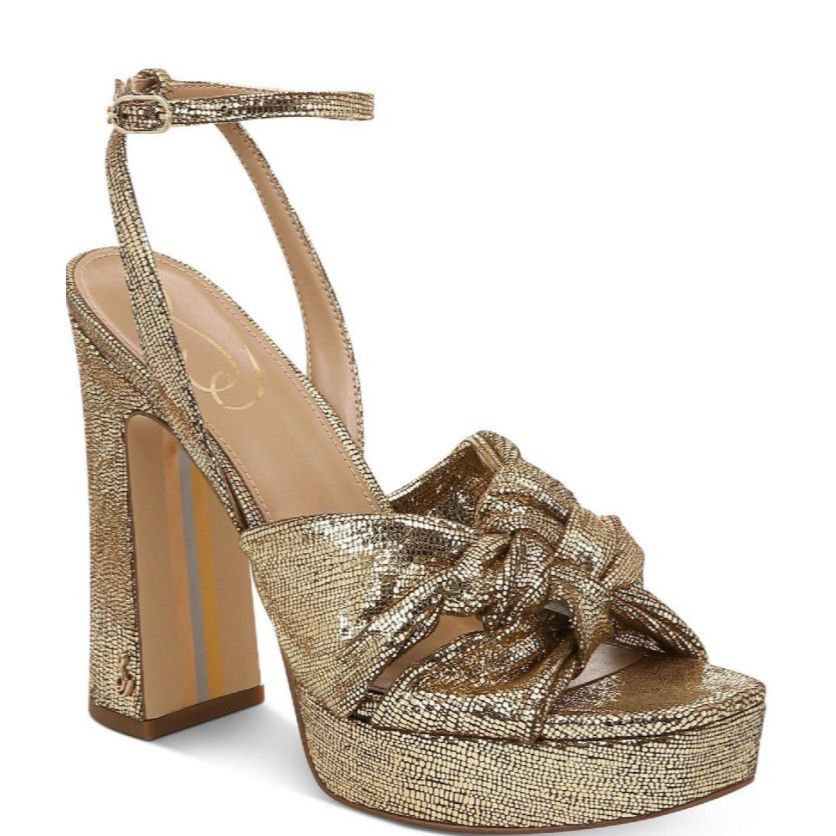 image of Sam Edelman Women’S Kristen Metallic Platform Sandals 6M Nib in Gold Diso, Women's