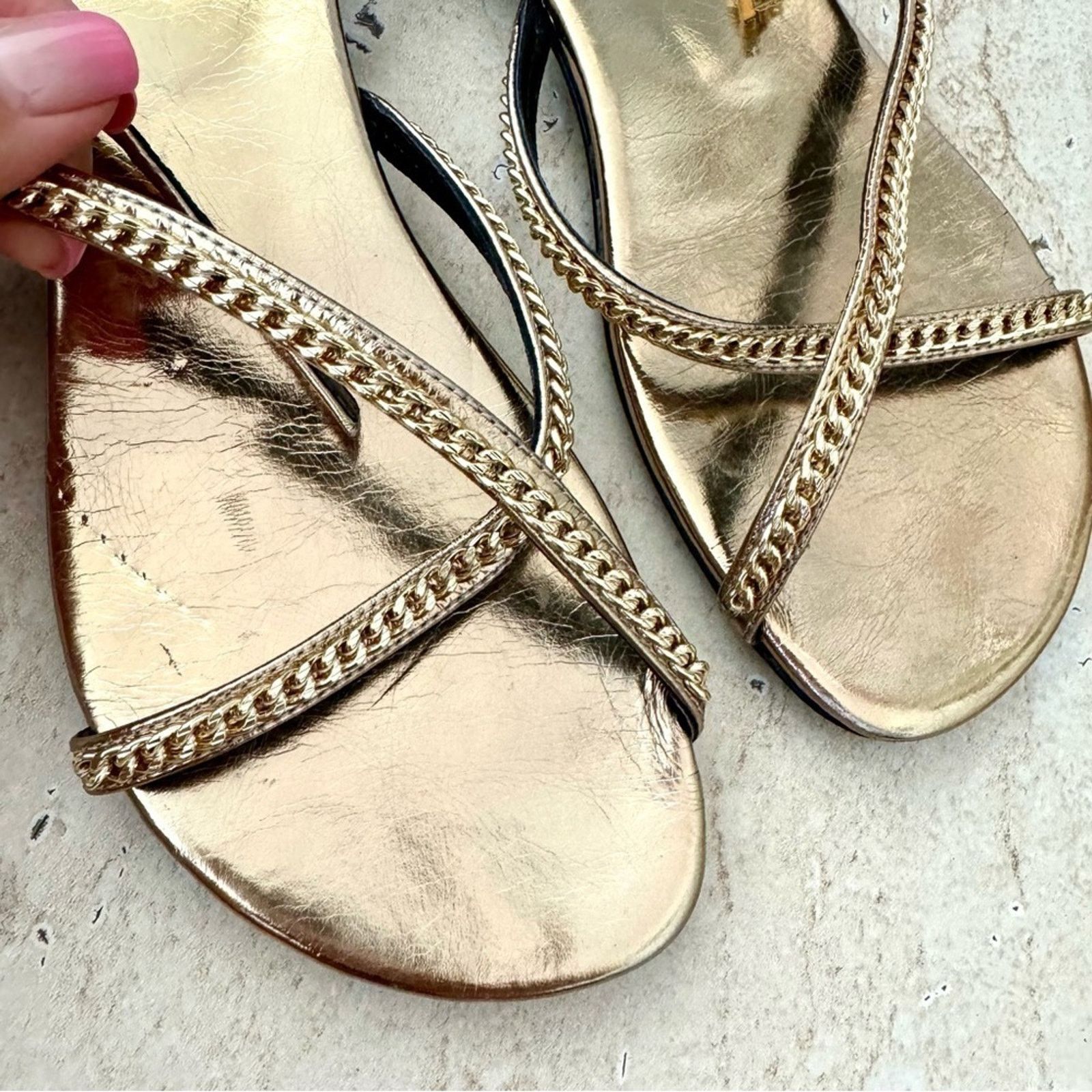 Zadig & Voltaire ZADIG & VOLTAIRE Gold Flat Sandals, Size 40 (9) Size US 9 / IT 39 - 2 Thumbnail