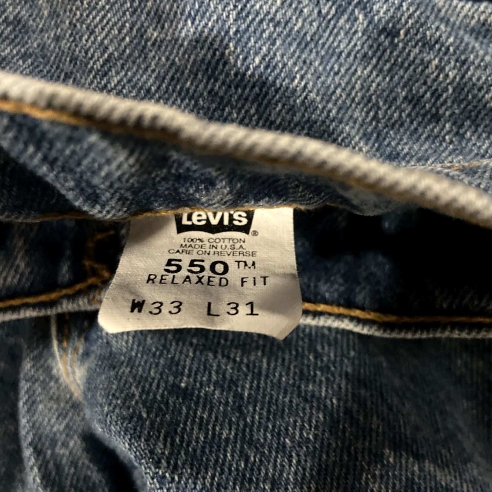 Levi's VINTAGE Levi's Jeans 550 90s Relaxed Straight Unwashed Denim USA Mens 33×31 Distressed Zip Fly Inseam 31 Size US 33 - 5 Thumbnail