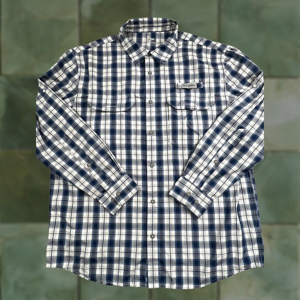 Vintage Field & Stream Mens Large Blue Plaid Long Sleeve Button Up Shirt Lined Fishing Size US L / EU 52-54 / 3 - 1 Thumbnail