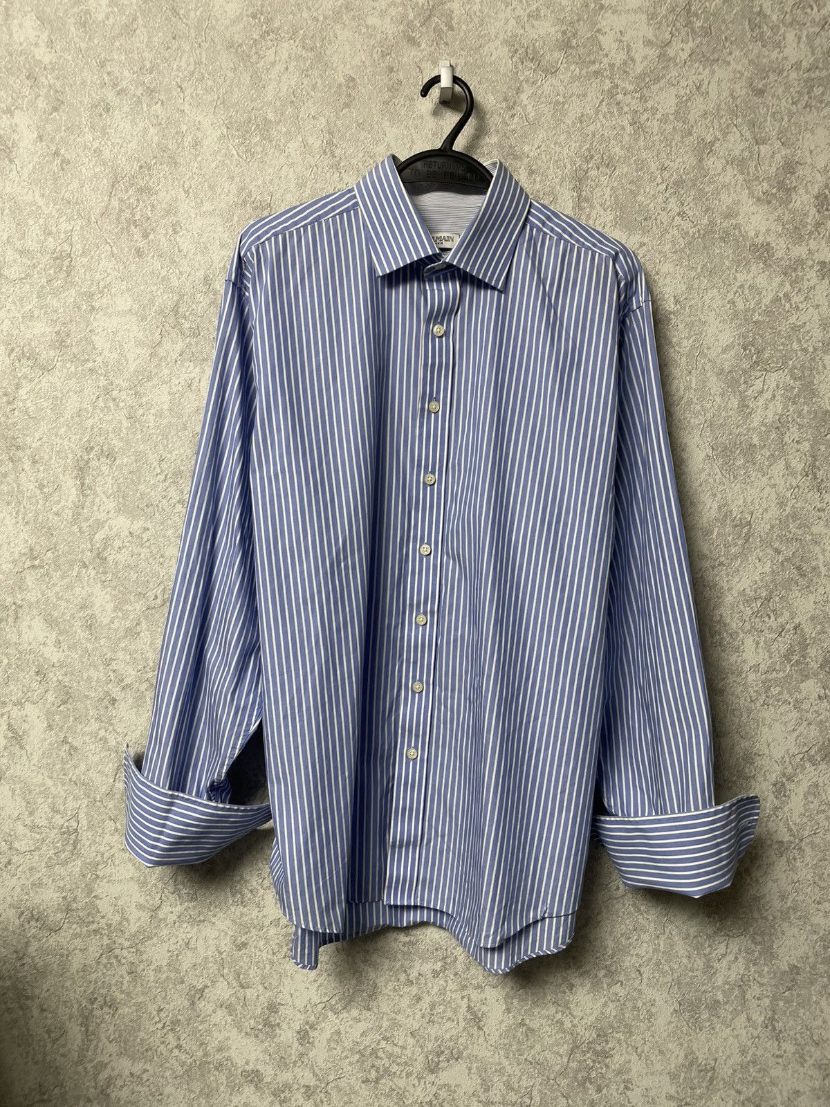 Balmain Vintage Balmain Business Stripe Shirt w/ French Cuffs 16½/42 Size US XL / EU 56 / 4 - 1 Thumbnail