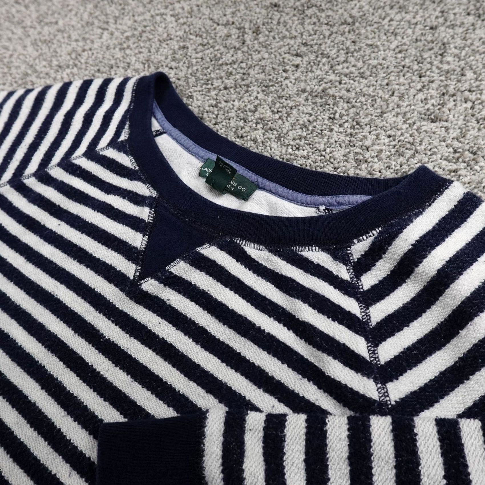 Ralph Lauren Ralph Lauren Sweater Womens L Blue White Stripe Knit Pullover Crew Neck Raglan Sleeve 100% Cotton Striped Knit Size L / US 10 / IT 46 - 2 Thumbnail