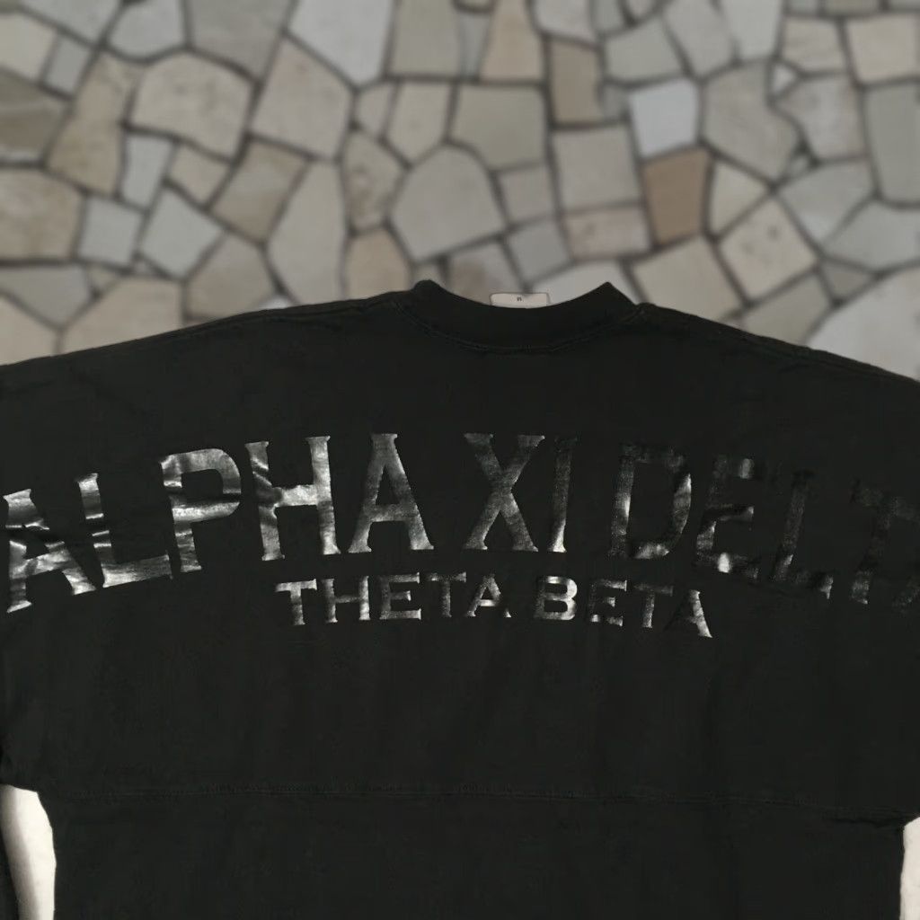 Delta spirit jersey Alpha XI Delta sweatShirt Mens black Graphic Tee double sided spirit jersey tee Shirt Mens M Black Graphic Print 90s? Size US M / EU 48-50 / 2 - 1 Thumbnail