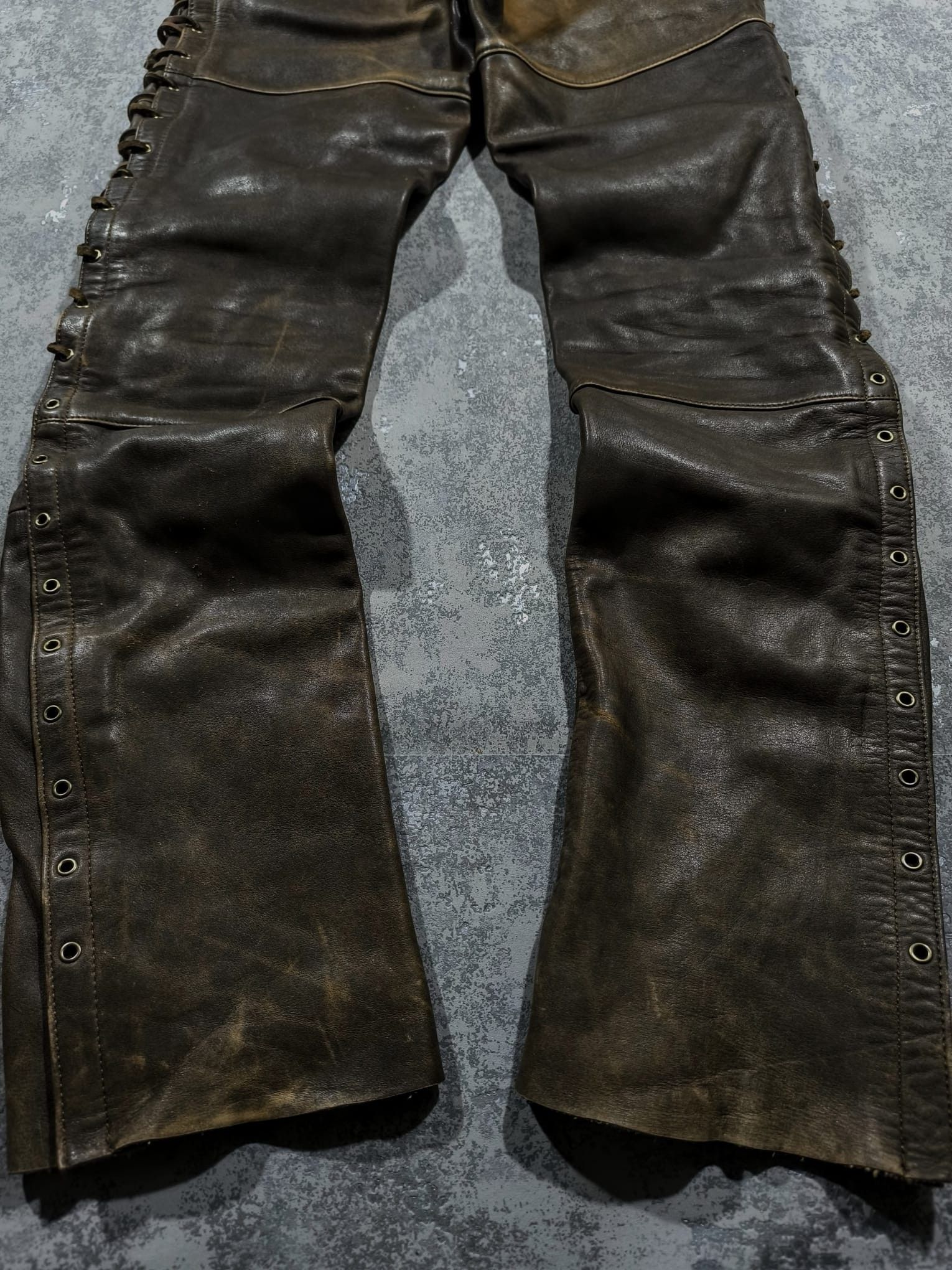 Japanese Brand Vtg Kmrii Type String Faded Distressed Western Leather Pants Size US 28 / EU 44 - 3 Thumbnail