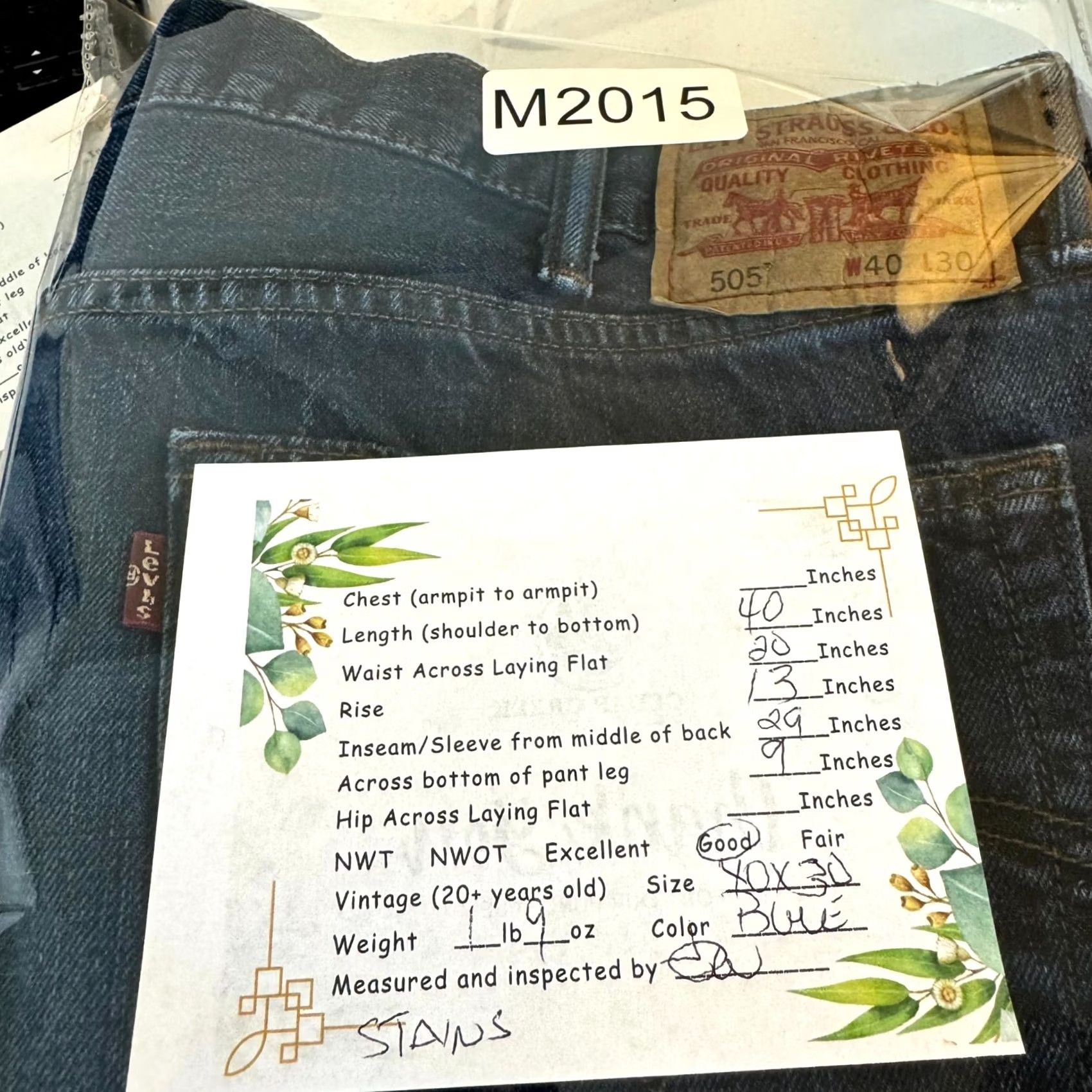 Levi's Levi's 505 Jeans Mens 40x30 Blue Denim Straight Regular Fit Workwear Jeans Size US 40 / EU 56 - 7 Thumbnail