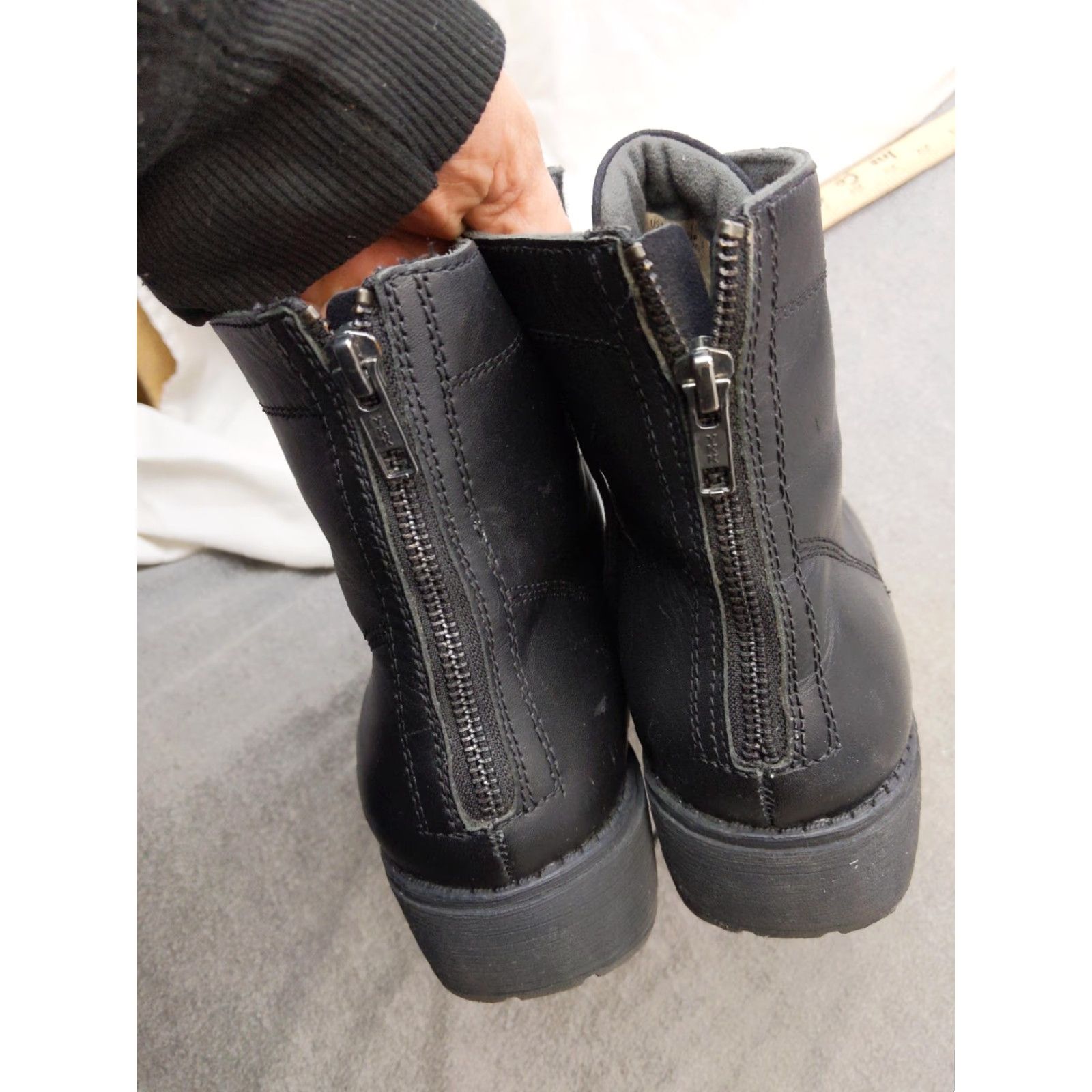 Eastland Eastland Blair Boots Womens 11 43.5 Black Leather Ankle Combat Zip Lace Up Size US 11 / IT 41 - 4 Thumbnail