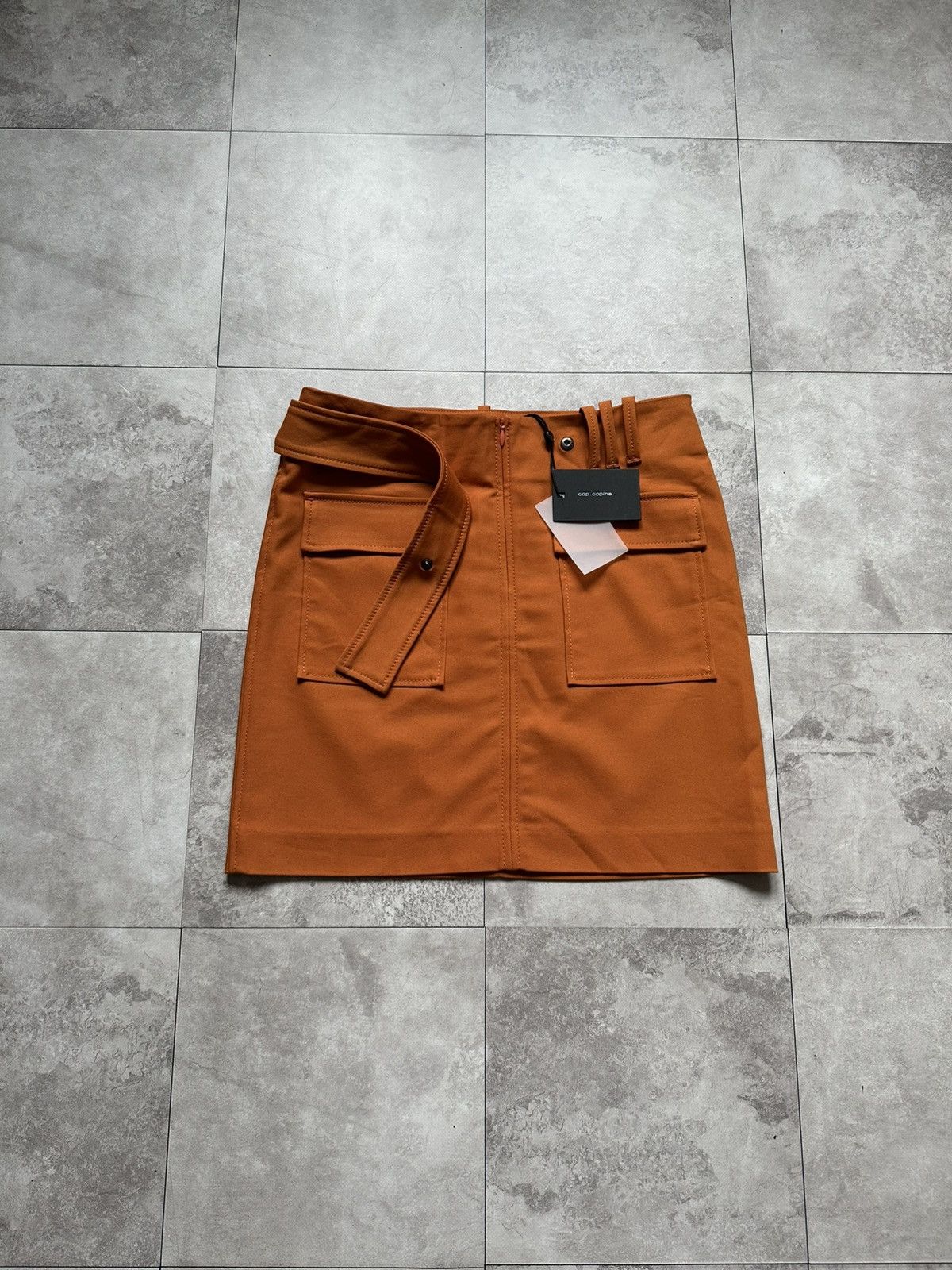 Cop Copine Cop Copine Mayabis Orange Mini Skirt Belt Pockets Taille 36 Size 25" / US 0 / IT 36 - 1 Thumbnail