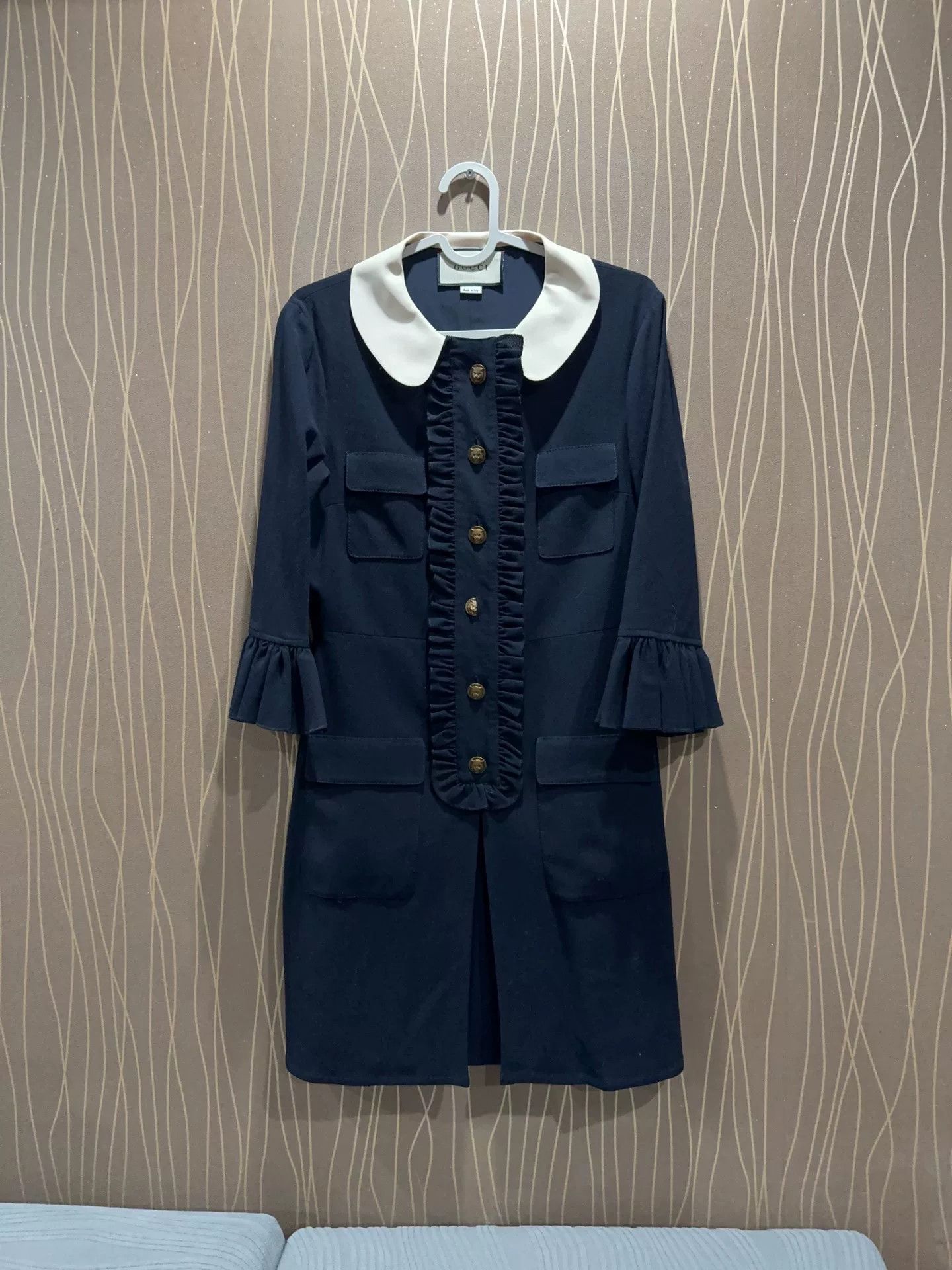 Gucci Gucci Navy Collared Dress Size 42 Size US M / EU 48-50 / 2 - 1 Thumbnail
