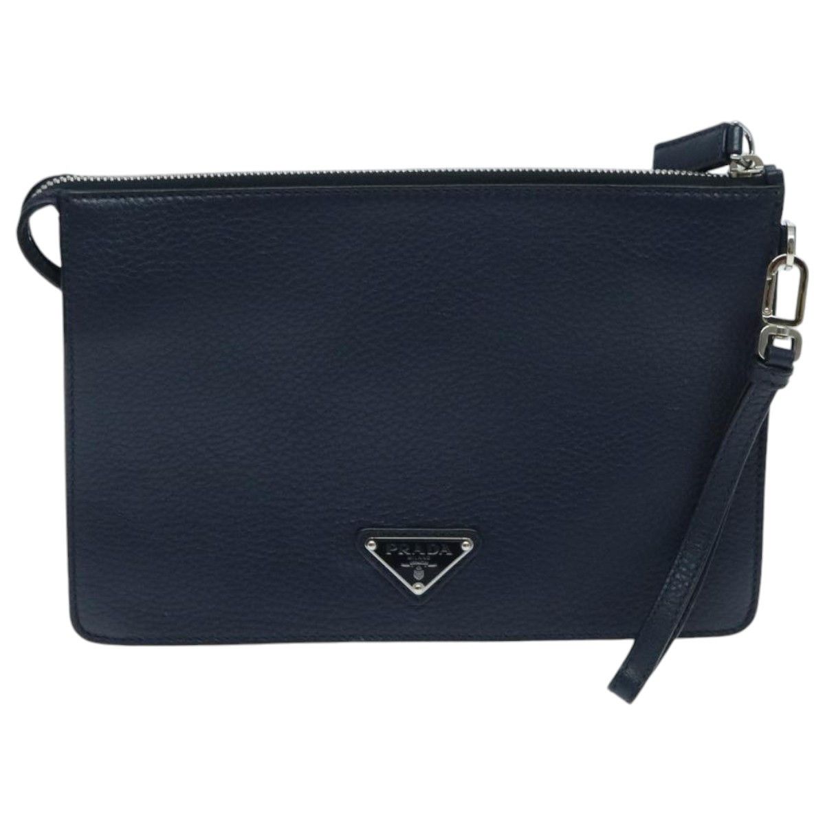 Prada Vitello Navy Leather Clutch Bag (Pre-Owned) Size ONE SIZE - 1 Thumbnail