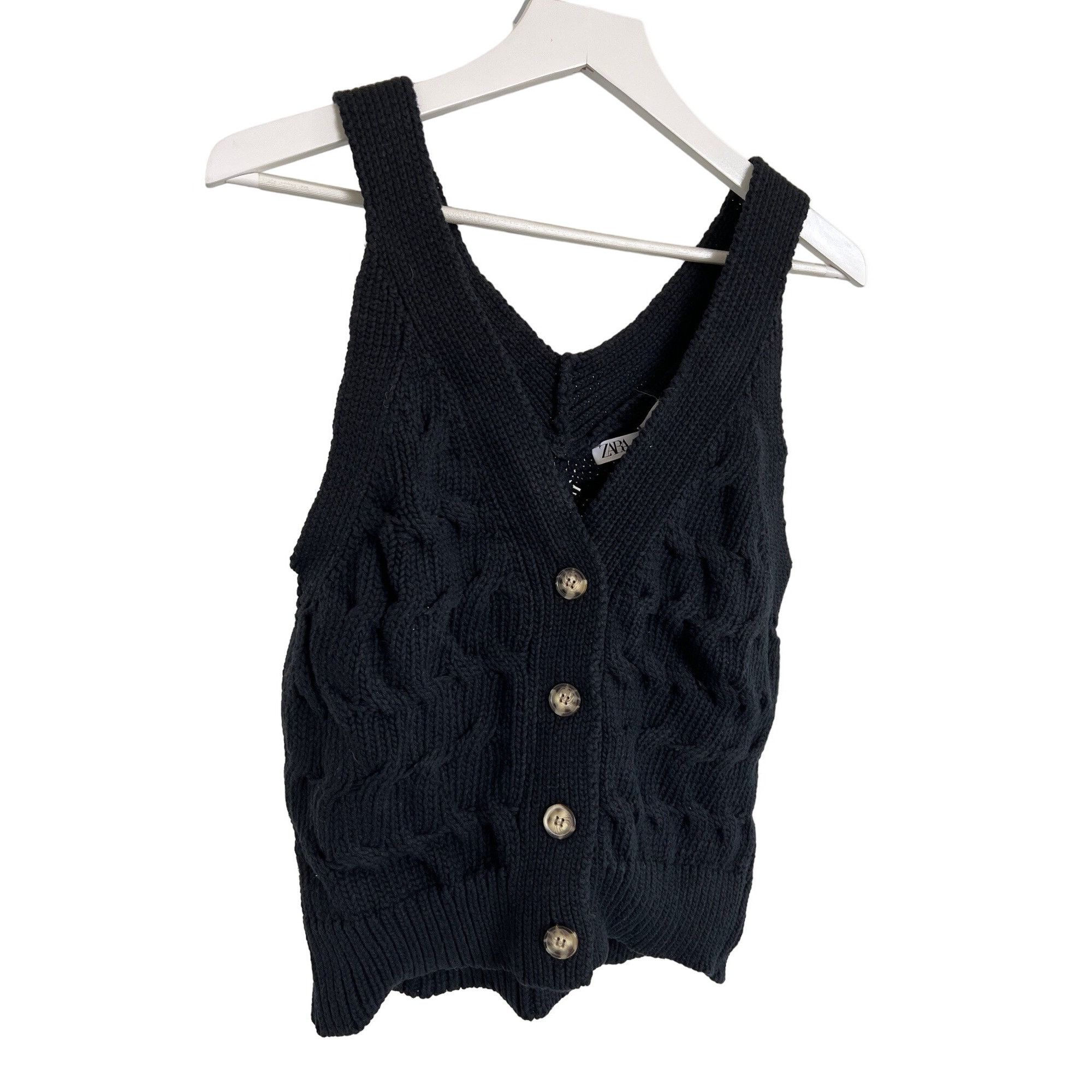 Zara Zara Black Cable Knit Sweater Vest Size S / US 4 / IT 40 - 5 Thumbnail