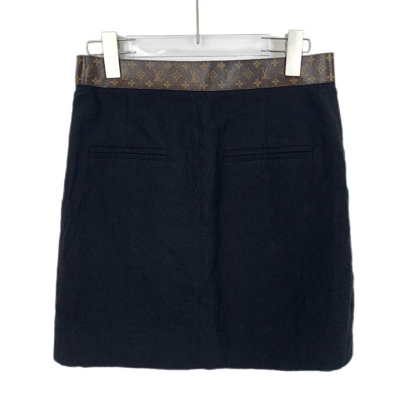 Louis Vuitton Louis Vuitton Black logo old flower belt linen casual skir Size 37" - 2 Thumbnail