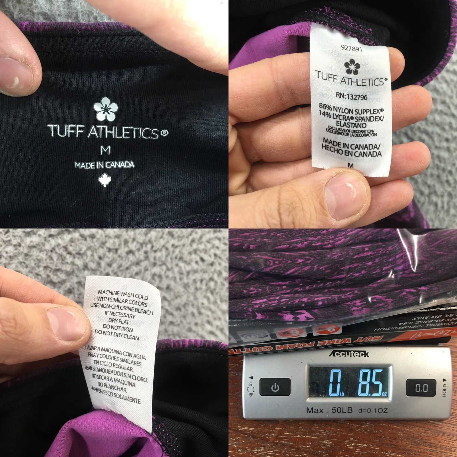 Vintage Tuff Athletics Leggings Womens M Cropped Purple Low Rise Pull On Size 32" / US 10 / IT 46 - 9 Thumbnail
