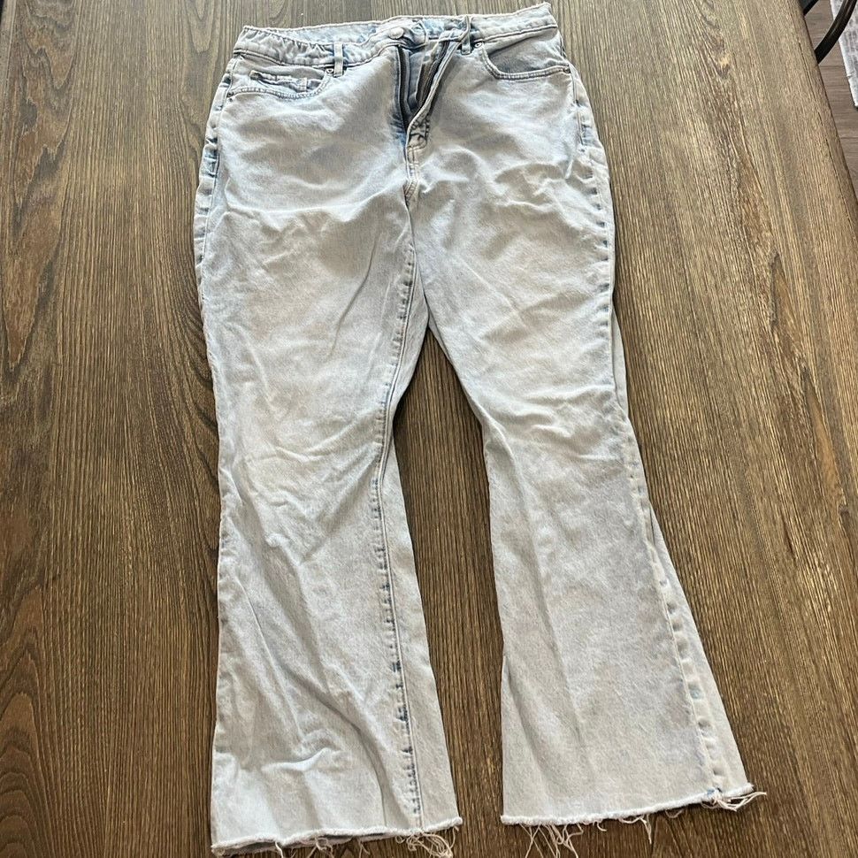 Loft LOFT High Waist Kick Crop Jeans Denim Raw Hem Blue Size 29/8 Size 30" / US 8 / IT 44 - 1 Thumbnail
