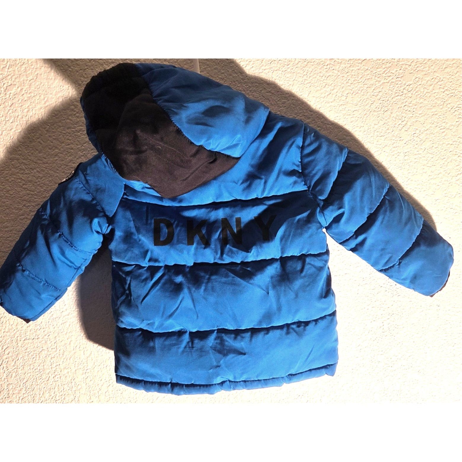 DKNY DKNY Blue & Black Puffy Hoodie Winter Jacket - 18M Size US XXS / EU 40 - 4 Thumbnail