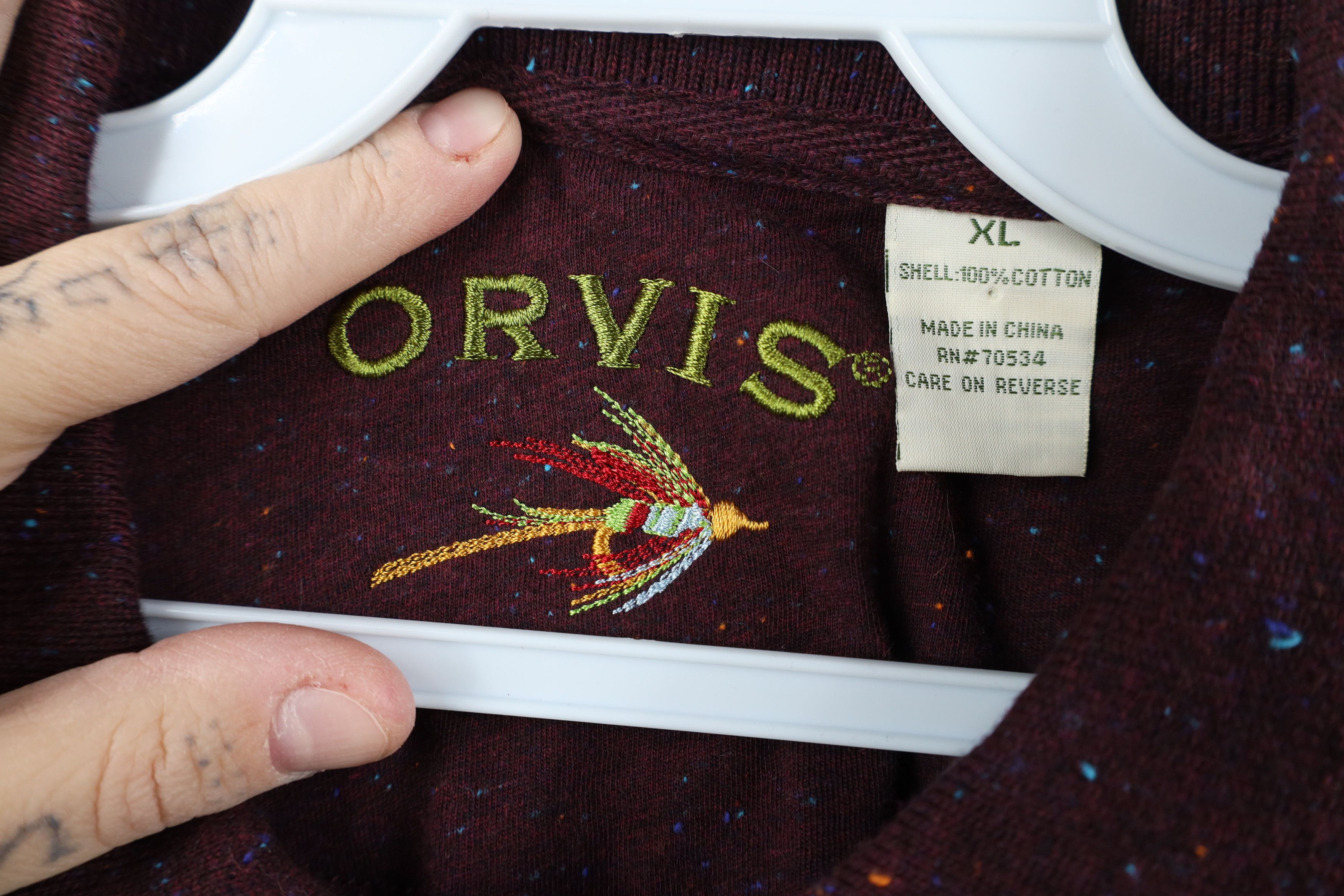 Orvis Vintage Orvis Fleck Cotton Knit Long Sleeve Rugby Polo Shirt Size US XL / EU 56 / 4 - 6 Thumbnail