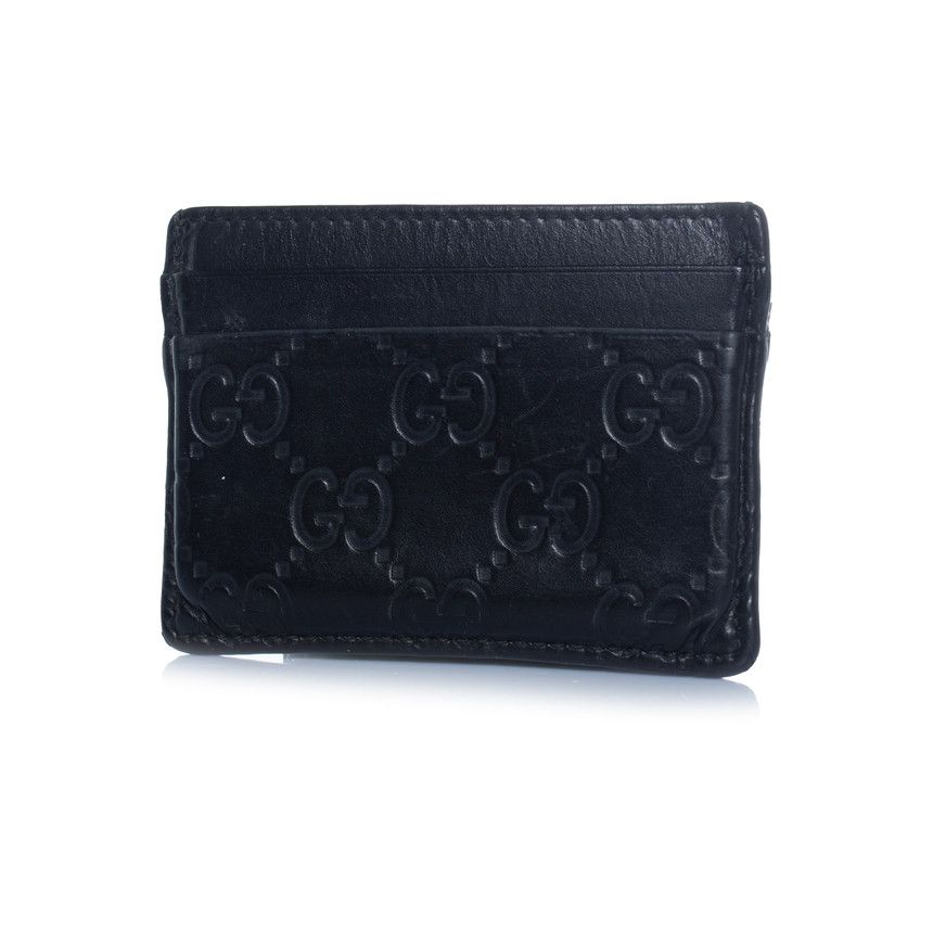 Gucci Gucci, black leather monogram embossed card holder Size ONE SIZE - 1 Thumbnail