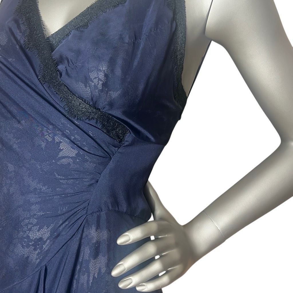 SikSilk Meghan Silk Lace-Trim Dark Blue Gown Dress 4 (024) Size S / US 4 / IT 40 - 7 Thumbnail