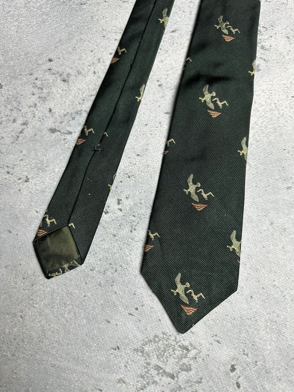 Kiton Kiton Tie Green Dark Olive Bird Duck Vintage Silk Tie 00s Size ONE SIZE - 4 Thumbnail