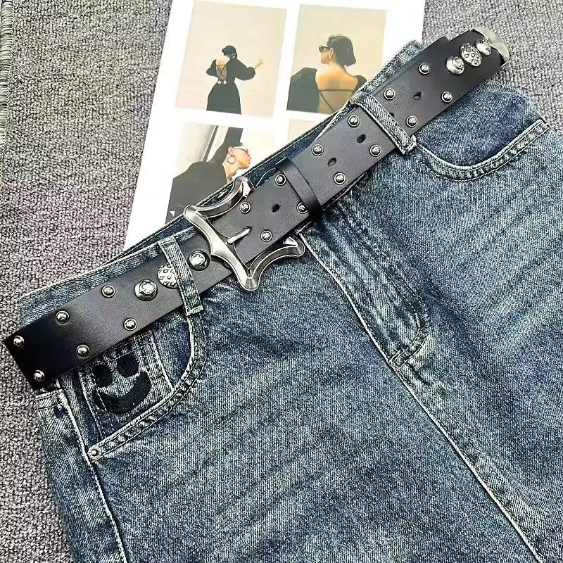 Rock punk style PU leather belt