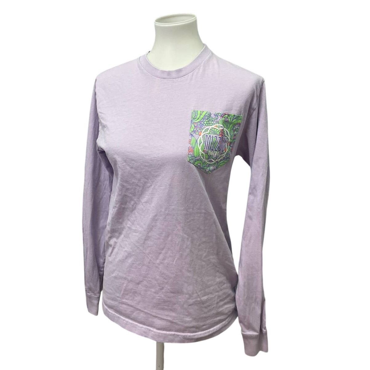 Champion Mizzou Womens Small Purple Green Long Sleeve Tee Size S / US 4 / IT 40 - 1 Thumbnail