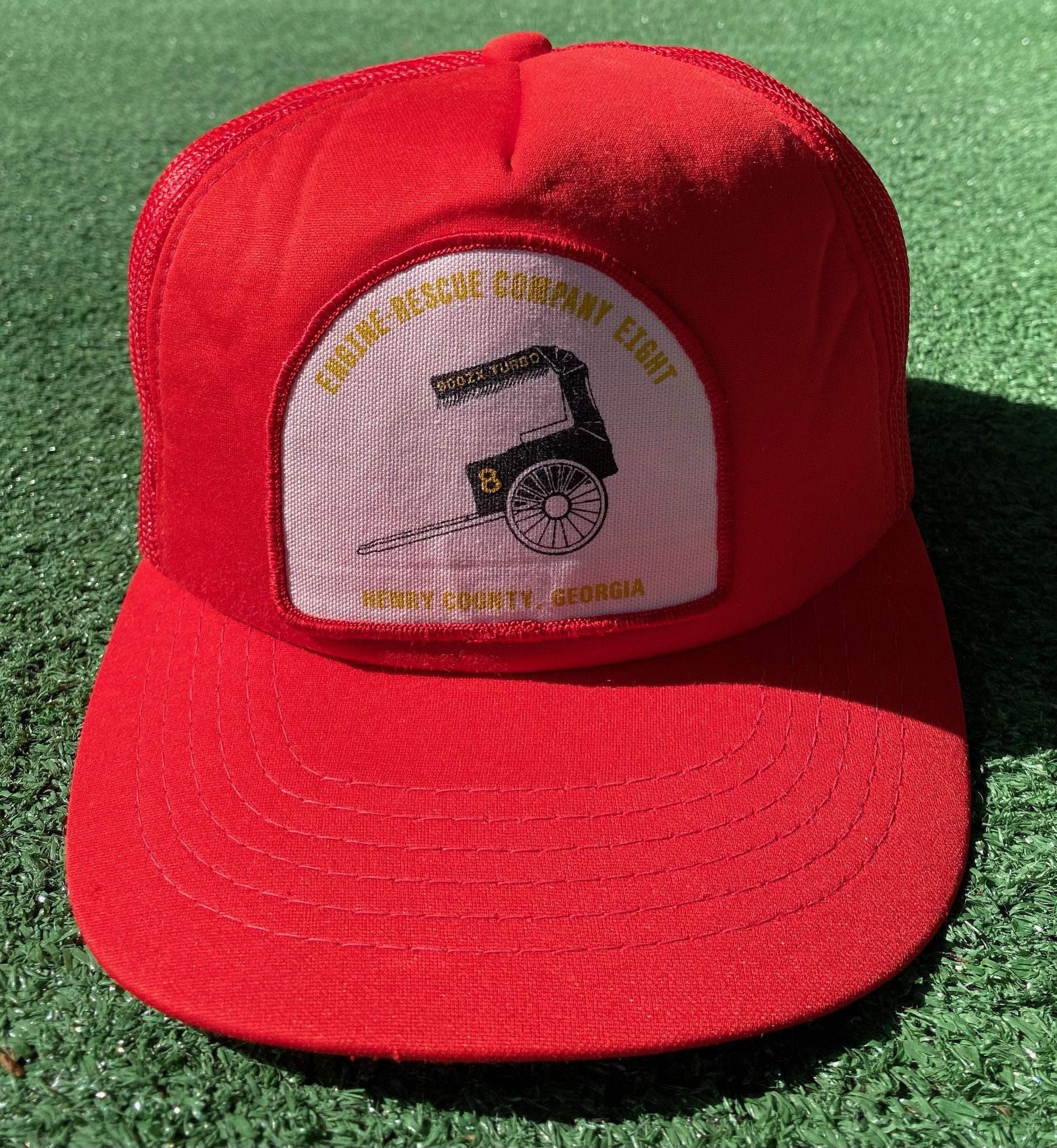Vintage Vintage 80’s Engine Rescue Company Georgia Red Trucker Hat Size ONE SIZE - 1 Thumbnail