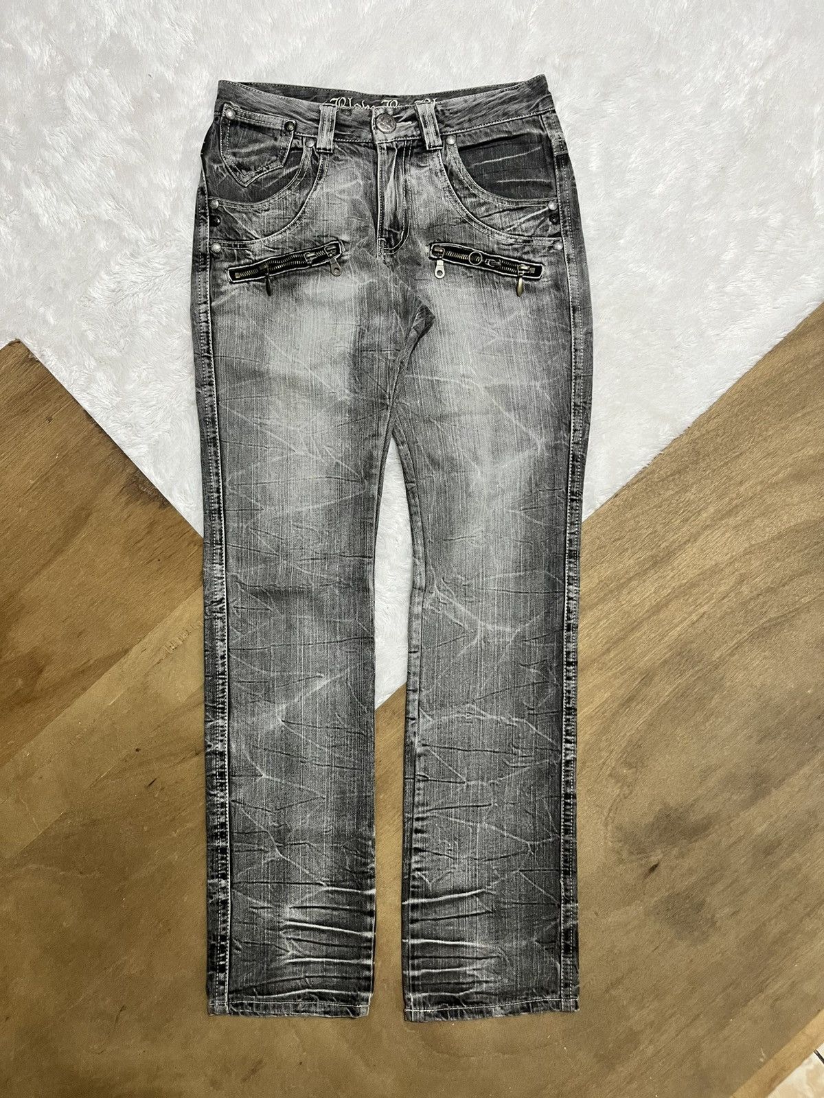 Other Blow By Blue Japanese Gothic Punk Zipper Washed Denim Jeans Size US 28 / EU 44 - 1 Thumbnail