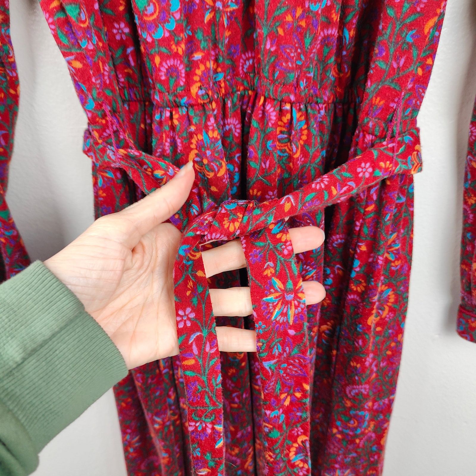 Other Vintage Lanz Originals Midi Dress Womens Medium Red Floral Size M / US 6-8 / IT 42-44 - 3 Thumbnail