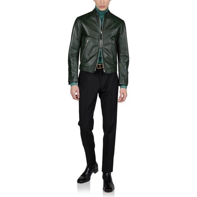 Tom Ford o1sndg1125 Leather Jacket in Green Size US M / EU 48-50 / 2 - 2 Thumbnail