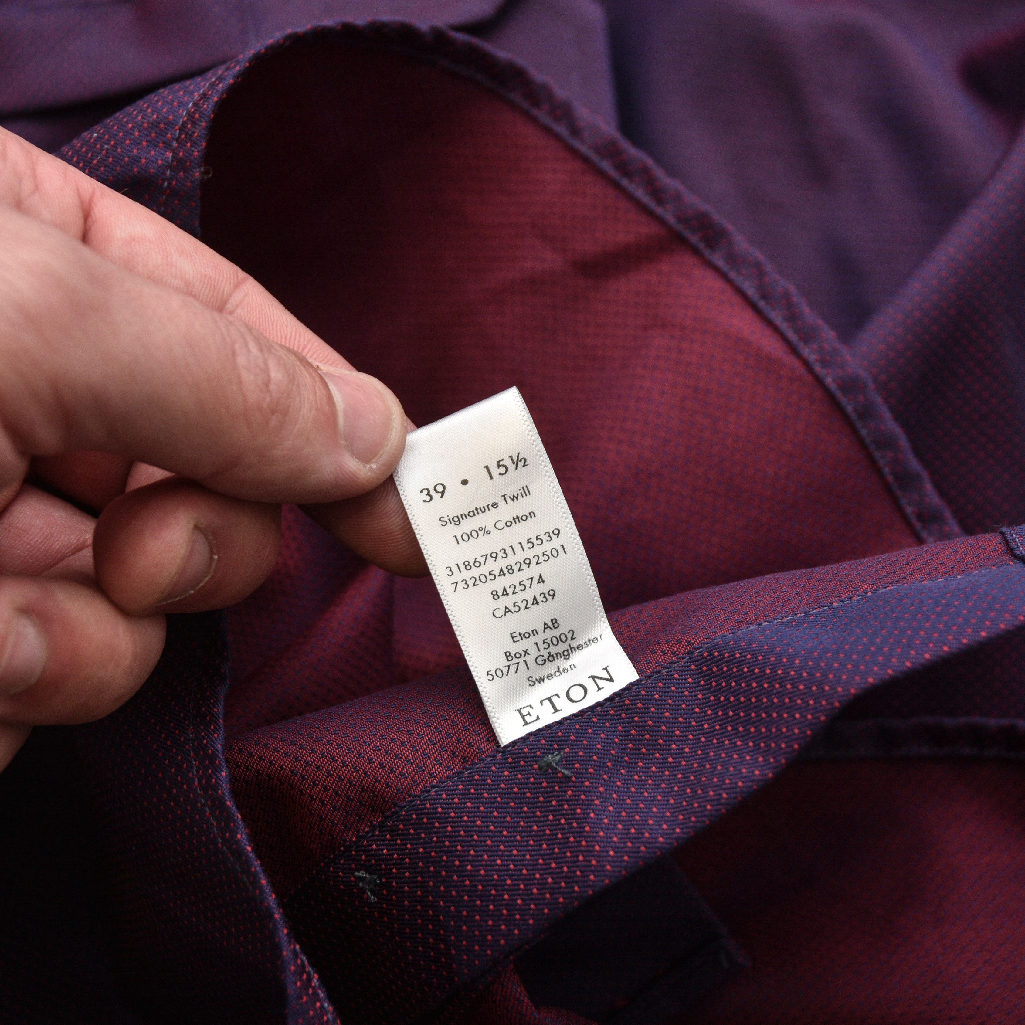 Eton Eton Contemporary Fit Shirt Purple Red Micro Pattern 39 15.5 Size US M / EU 48-50 / 2 - 12 Thumbnail