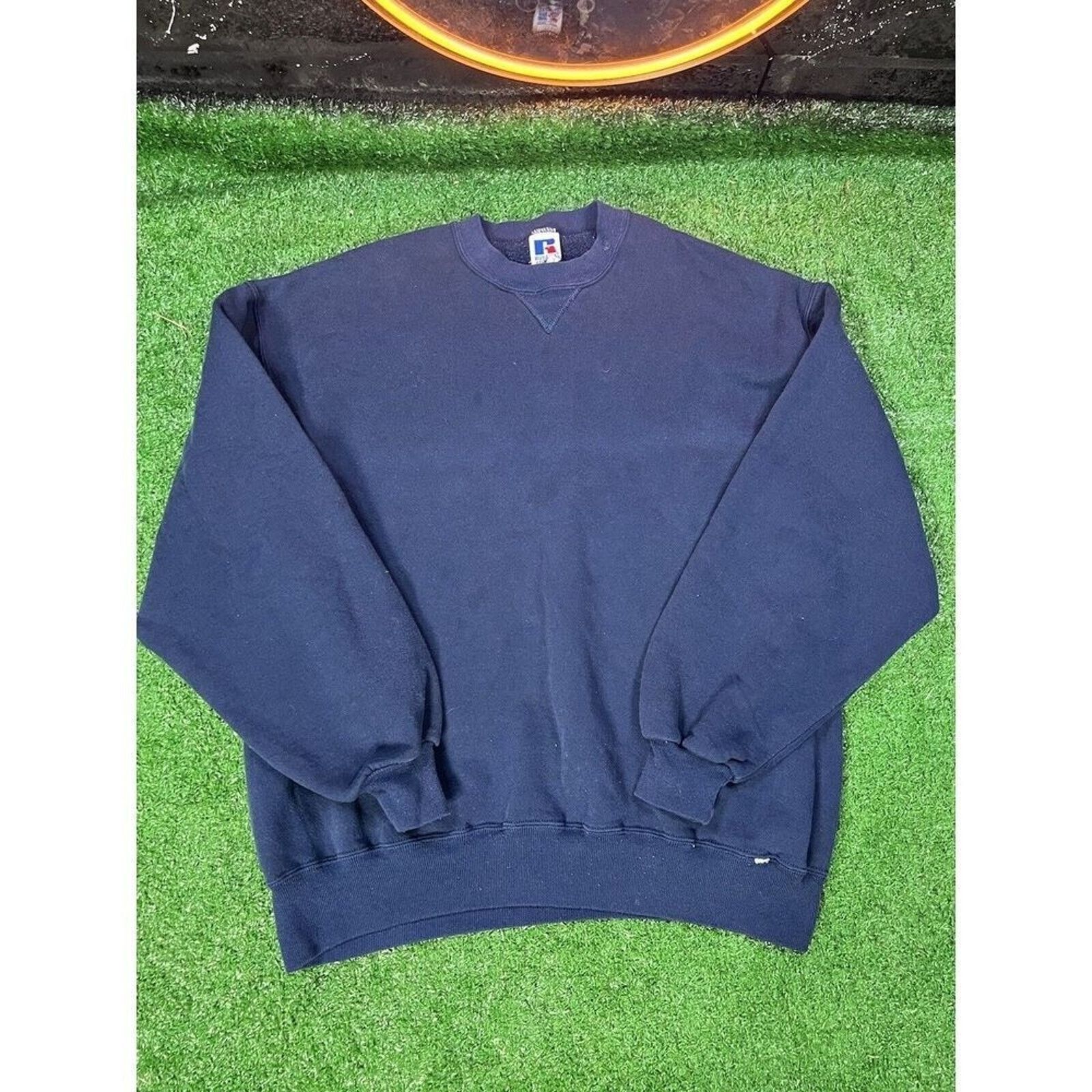 Russell Athletic Vintage Russell Athletic Blue Blank Plain Sweatshirt XL Size US XL / EU 56 / 4 - 2 Thumbnail