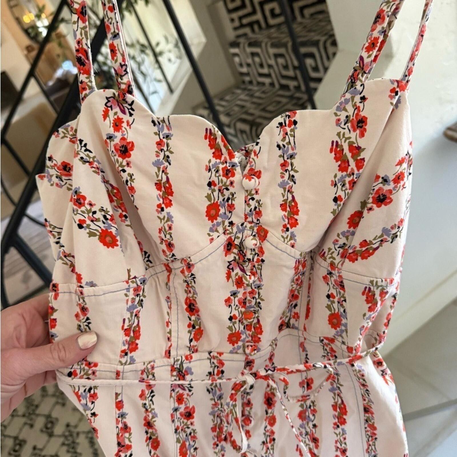 Anthropologie Anthro $170 Sweetheart Floral Striped Midi Dress Size 8 Size M / US 6-8 / IT 42-44 - 11 Thumbnail