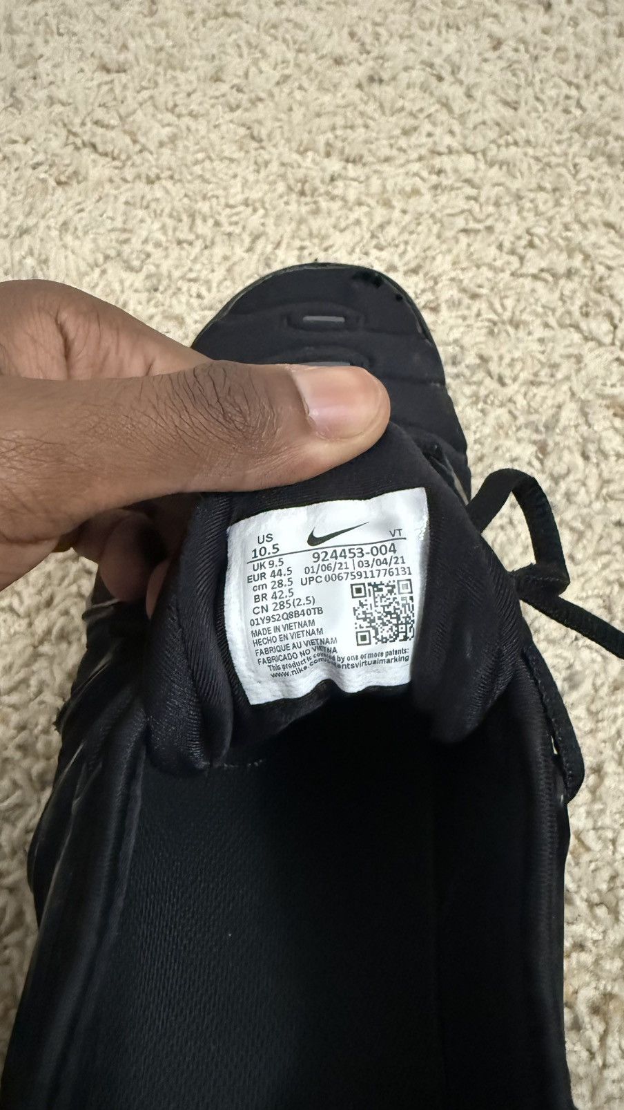 Nike Black VaporMax Shoes Size US 10.5 / EU 43-44 - 6 Thumbnail
