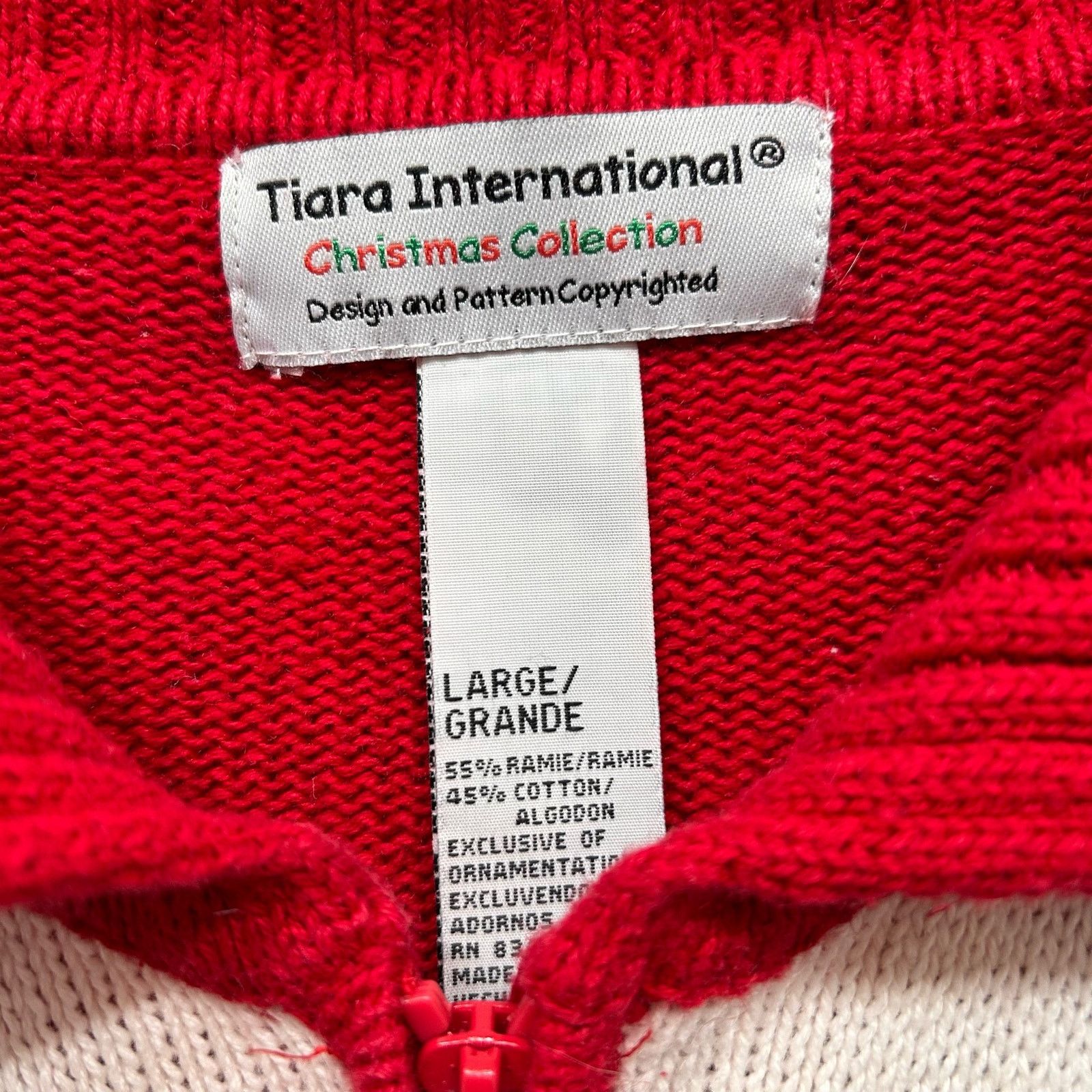 Vintage Tiara International Christmas Embroidered Full Zip Sweater L Size L / US 10 / IT 46 - 4 Thumbnail