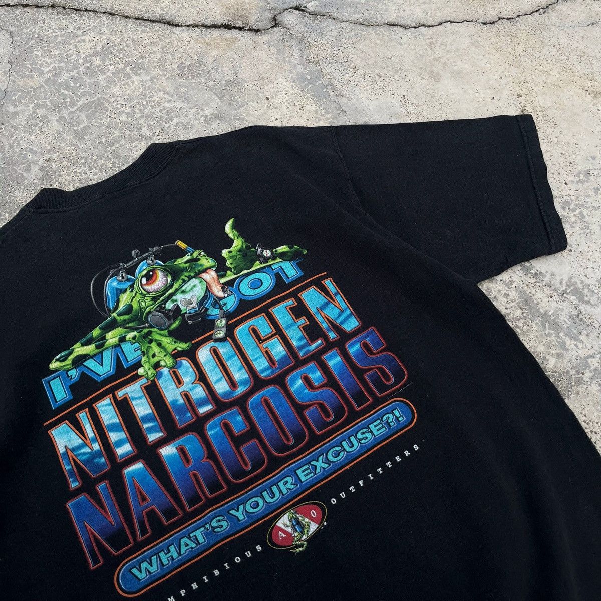 Vintage Vintage 90s Amphibious Nitrogen Narcosis Nice Graphic Tee Size US L / EU 52-54 / 3 - 3 Thumbnail