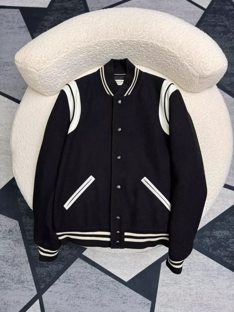 Saint Laurent Paris Saint Laurent Black and White Baseball Jacket- DMC Size US L / EU 52-54 / 3 - 1 Thumbnail