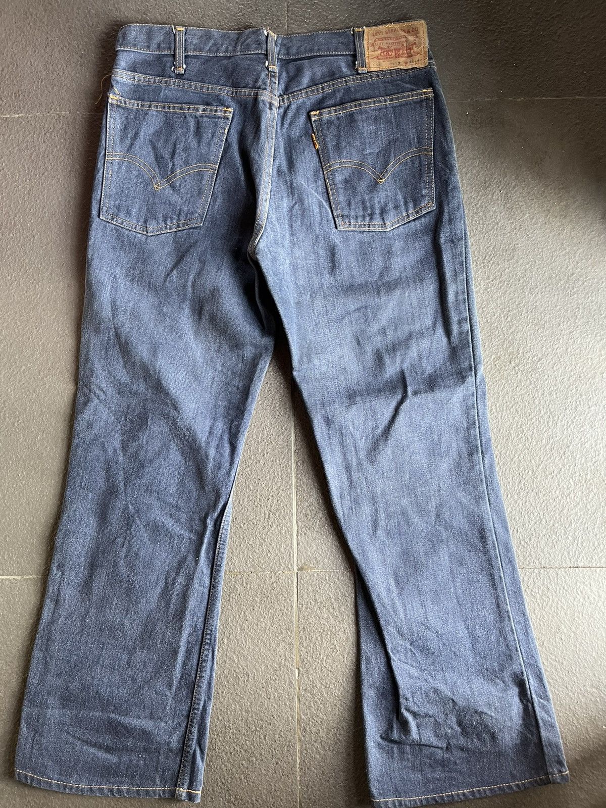 Levi's 🔥Rare Vtg 70s Levis 646 Big E Orange Tab Bottom Bell Flare Size US 33 - 8 Thumbnail
